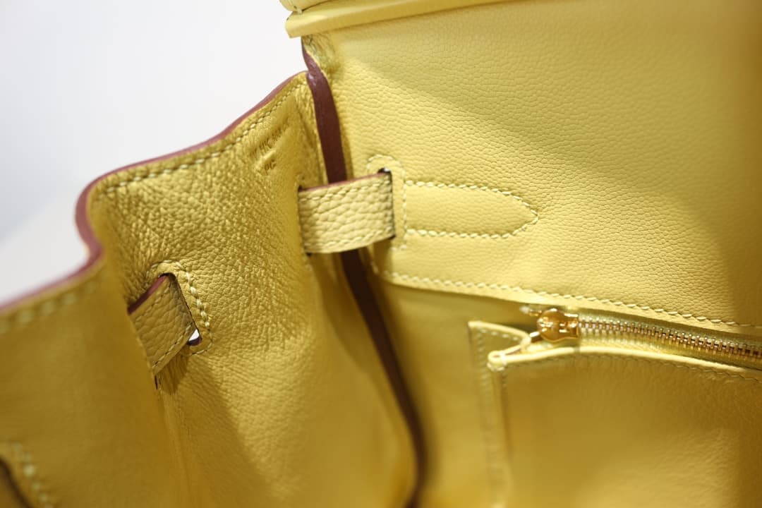 Hermes Birkin 25/30/35cm Bag Togo Leather In Jaune Poussin WAX High