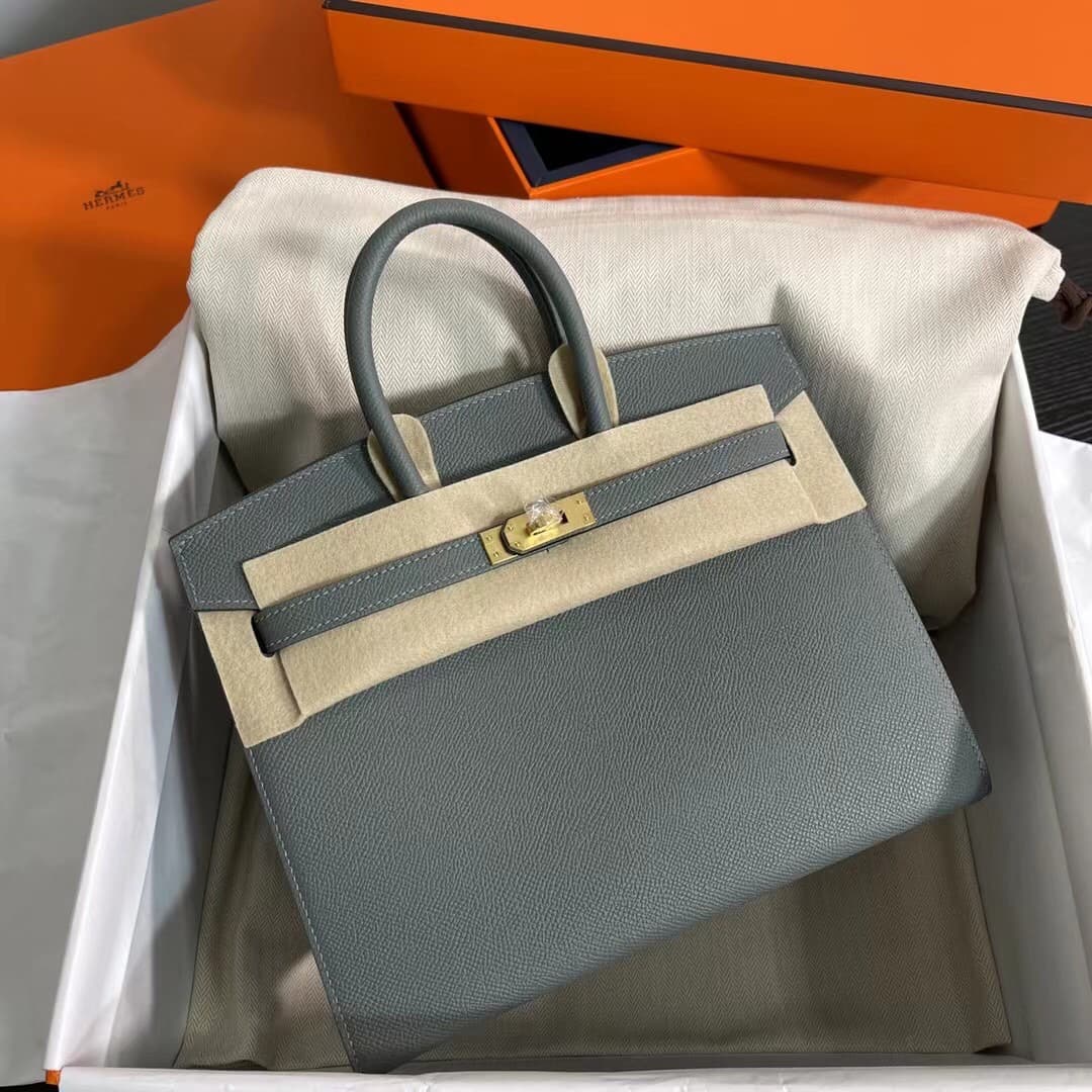 Hermes Birkin Sellier Bag 25/30cm Epsom Leather WAX Blue Lin High