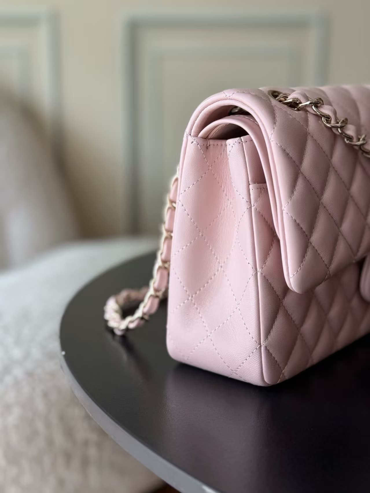 Chanel Medium CLASSIC HANDBAG Lambskin Gold-Tone Metal Pink TOP