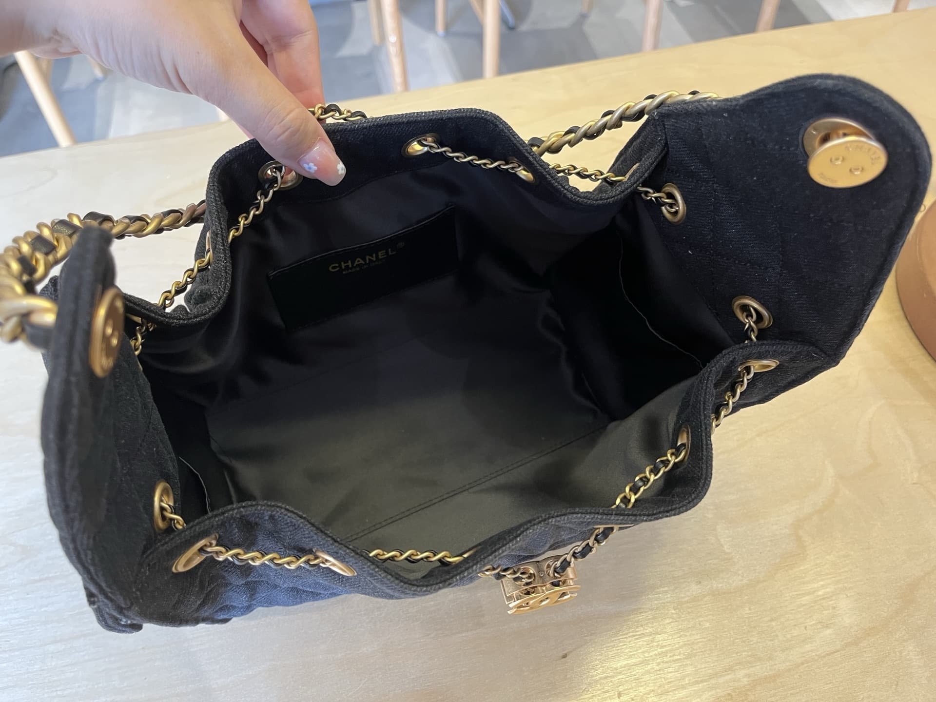 Chanel 25 Small Hobo handbag AS5293 Denim & Gold-tone Metal Black A