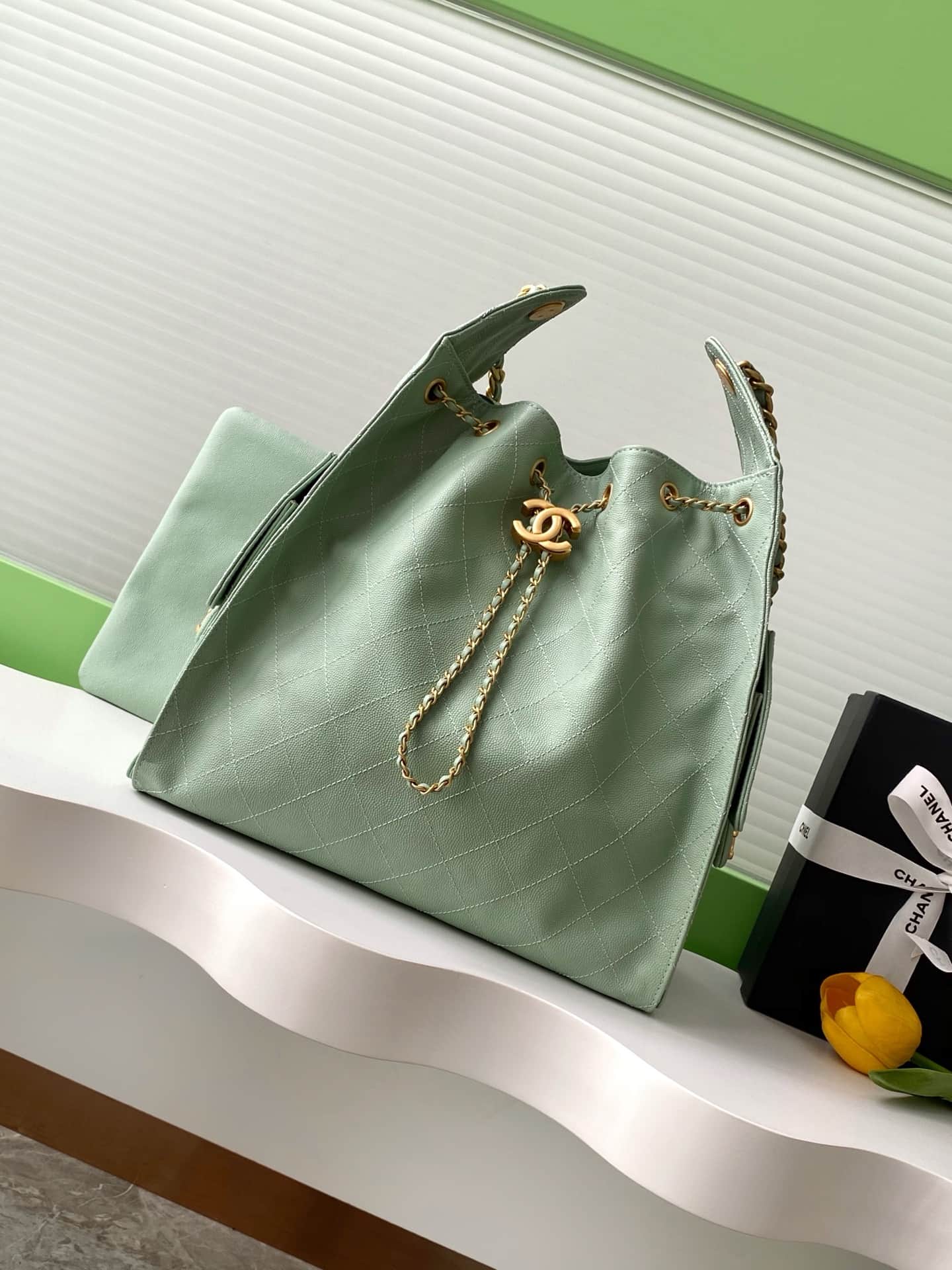 Chanel 25 Medium Hobo Medium handbag AS5311 Grained Calfskin & Gold-tone Metal Green A