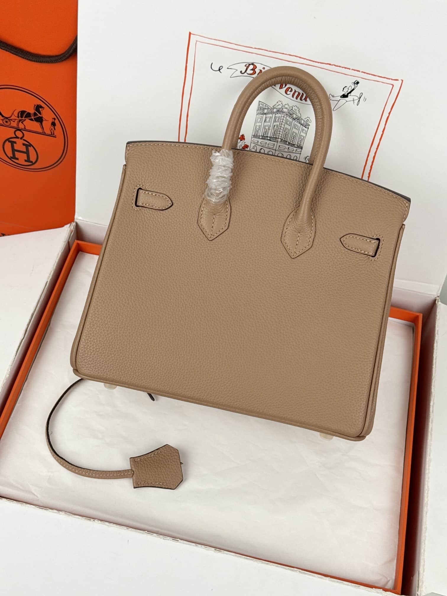 Hermes Birkin 25/30 Bag Togo Calfskin Leather Chai High