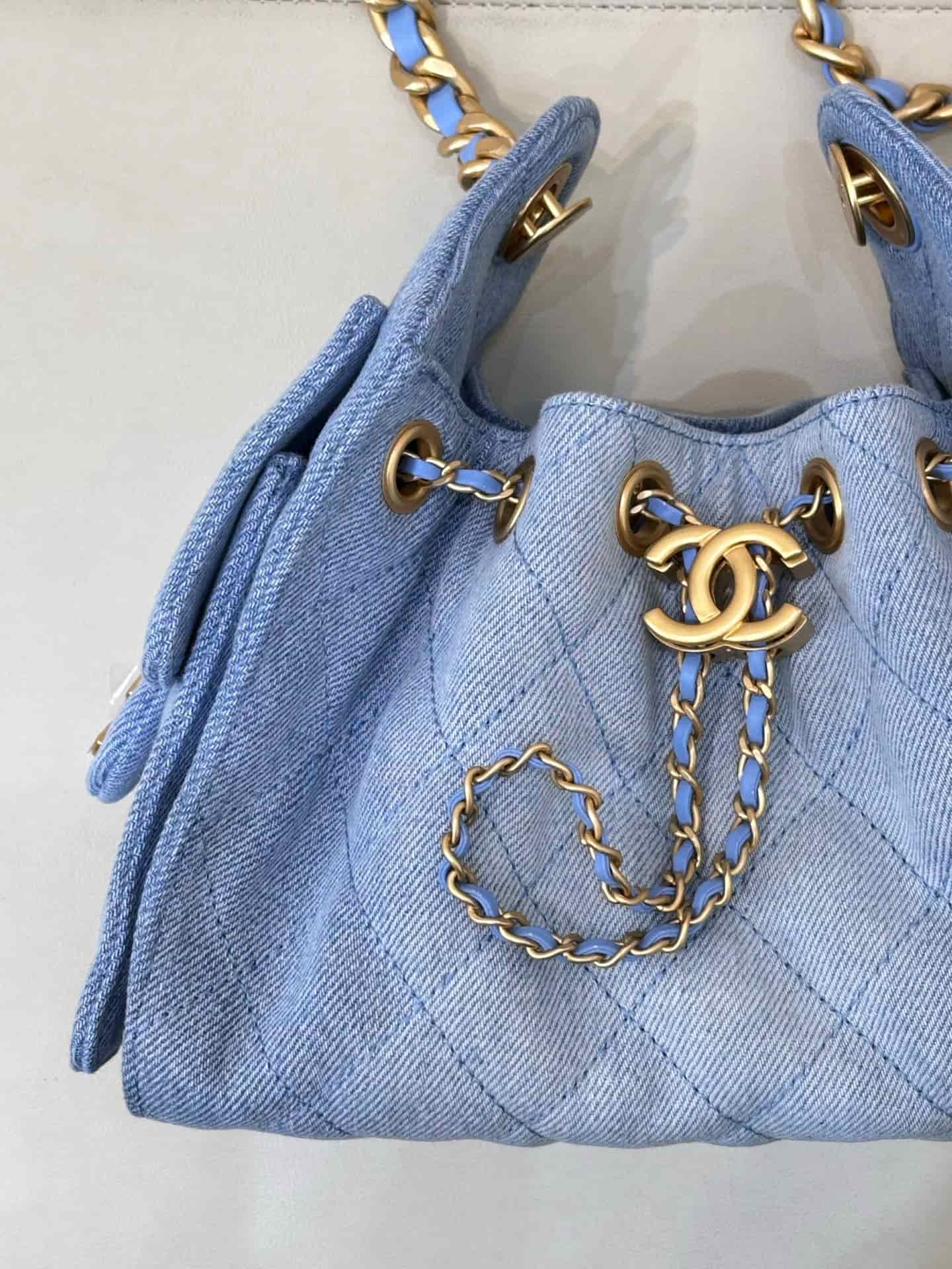 CHANEL 25 Mini Handbag AS5631 Denim &Gold-tone Metal Blue TOP
