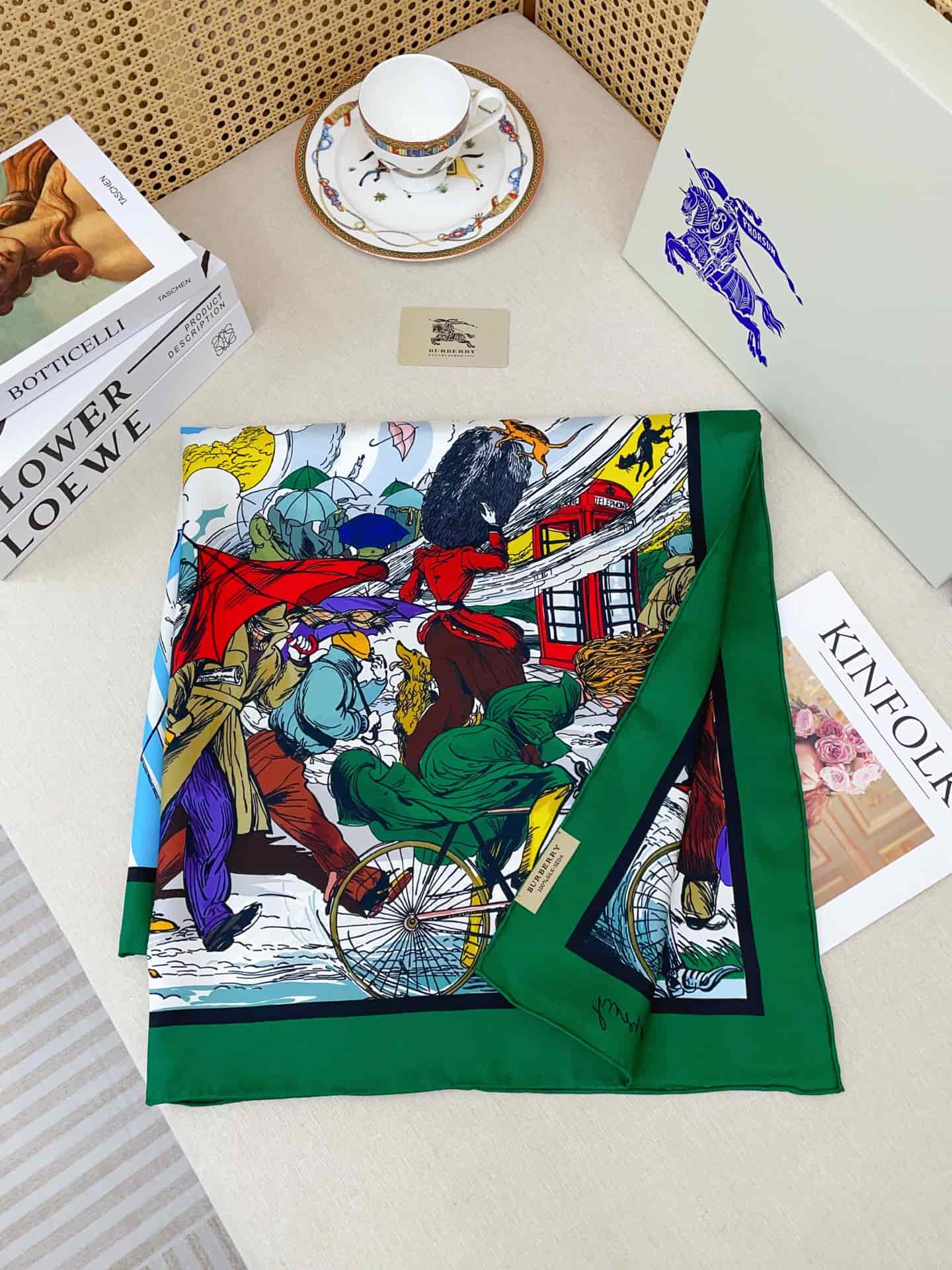 Burberry Raining Cats and Dogs silk scarf