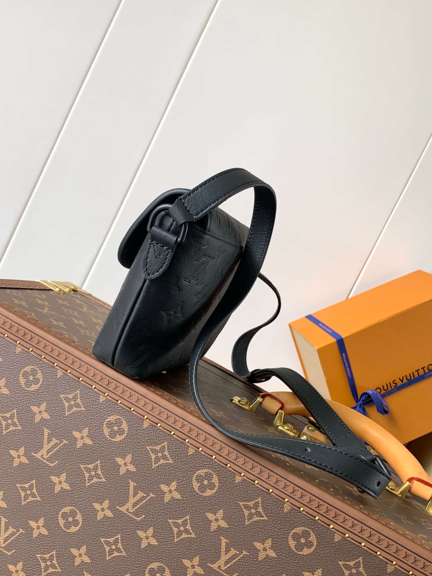 Louis Vuitton Pulse Wearable Wallet Black Monogram Shadow embossed cowhide leather M12636 High