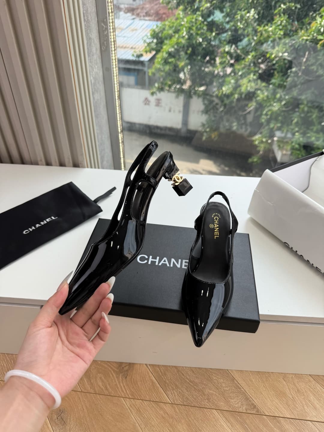 Chanel Patent Calfskin Slingback Pumps