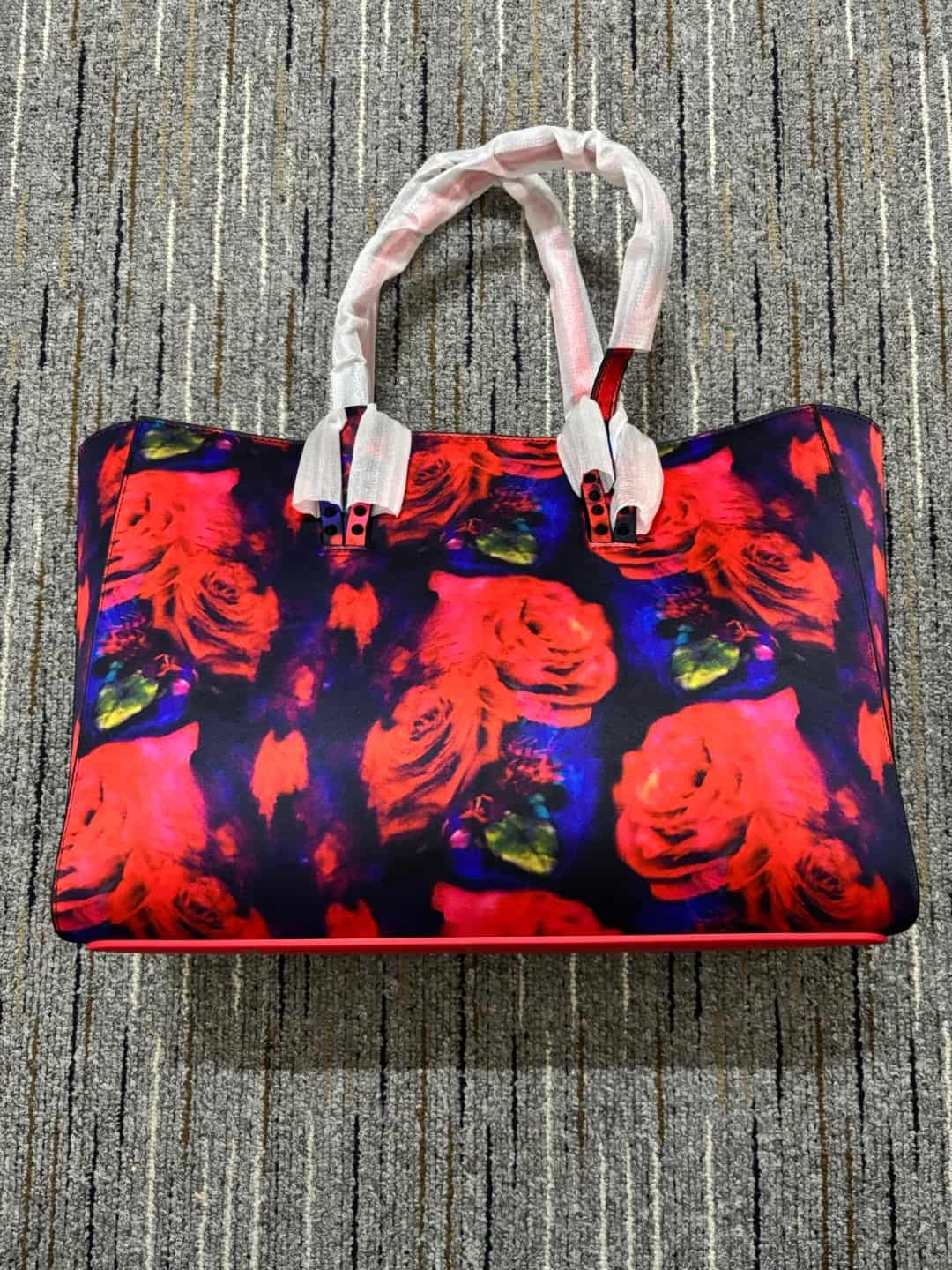 Christian Louboutin Cabata Tote Bag Soft Roses Printed Calf Leather And Spikes High