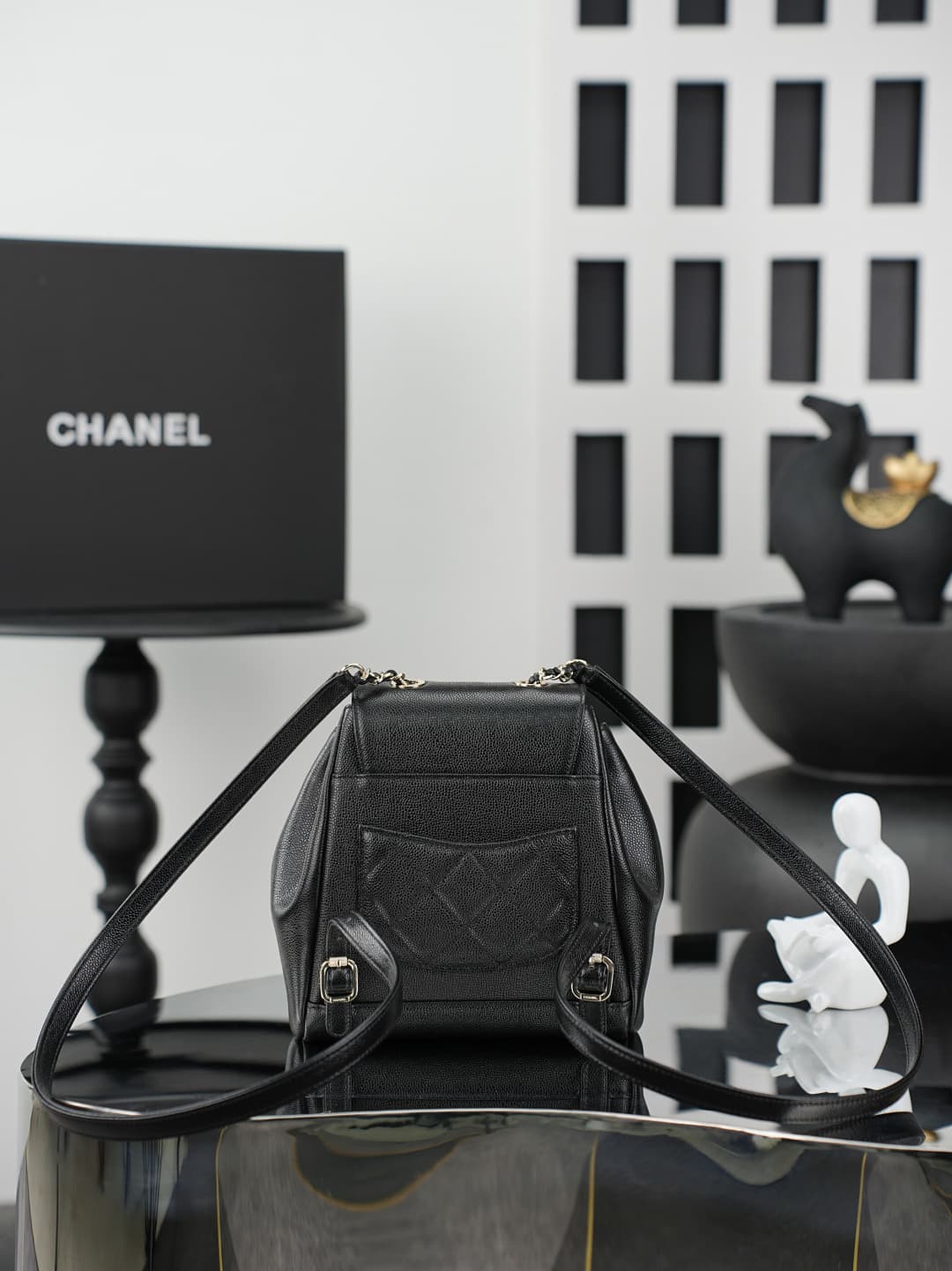 Chanel Mini Business Affinity Duma Backpack Grained Calfskin&Gold-Tone Metal Black AS3530 A