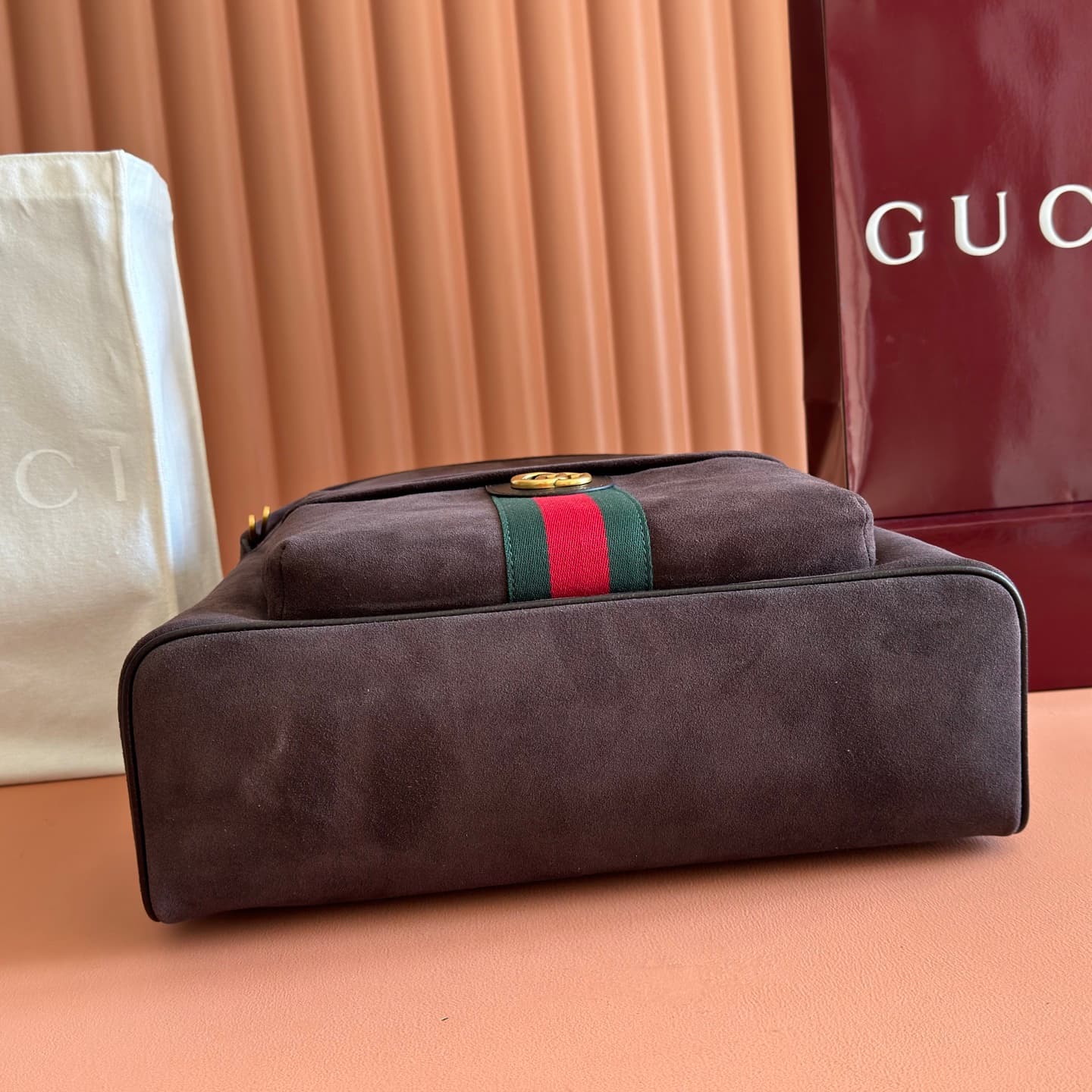 Gucci Ophidia Medium Backpack Dark Brown Lightweight Soft Suede 834466 High