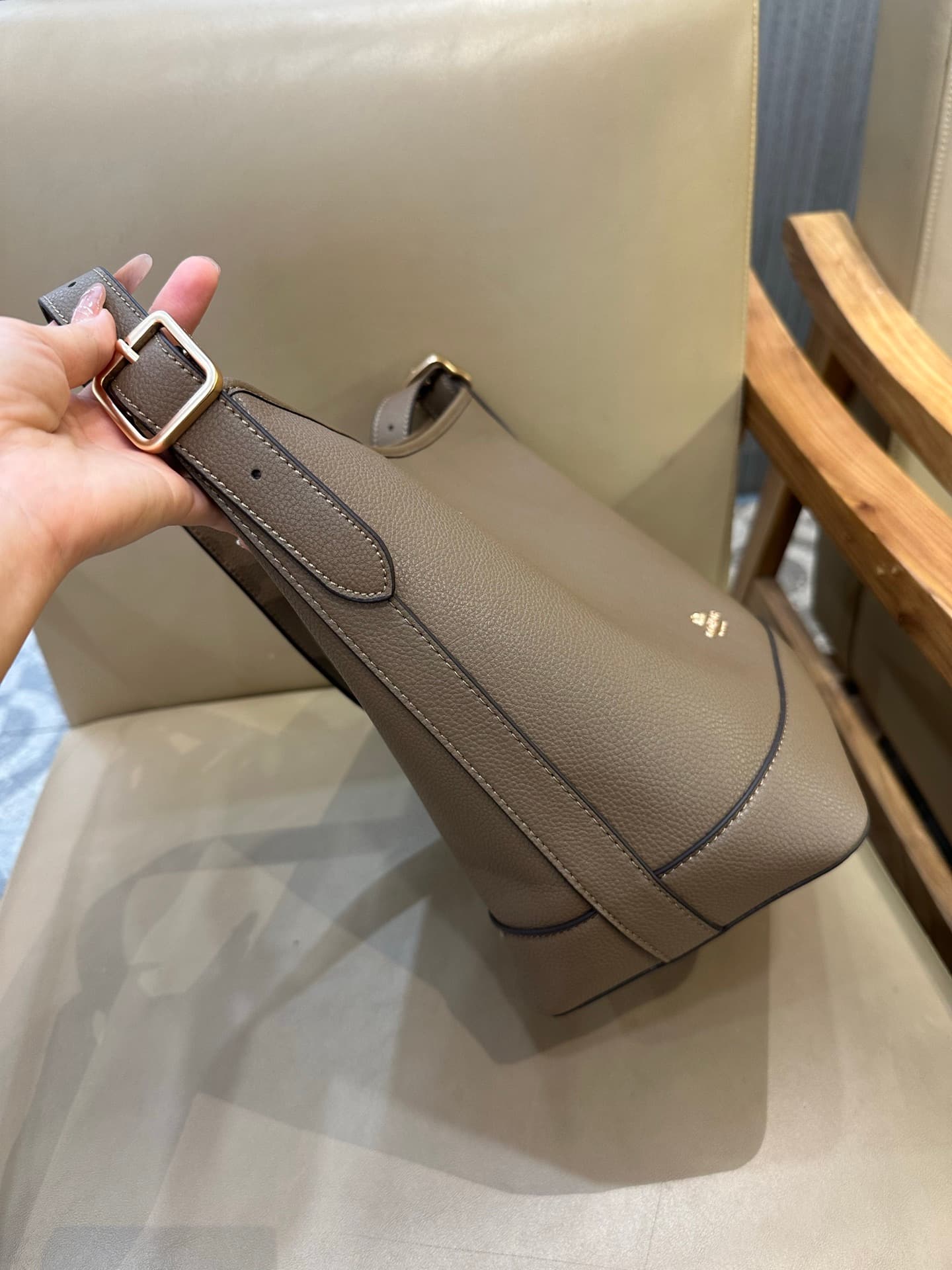 Coach Jude Duffle Bag in Grained Calfskin with Dark Stone Leather High