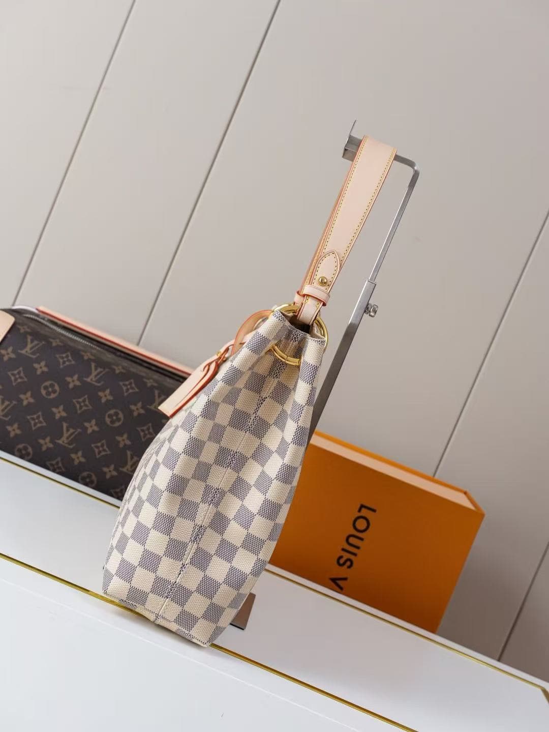 Louis Vuitton Graceful PM Rose Ballerine Pink Damier Azur coated canvas N42249 High