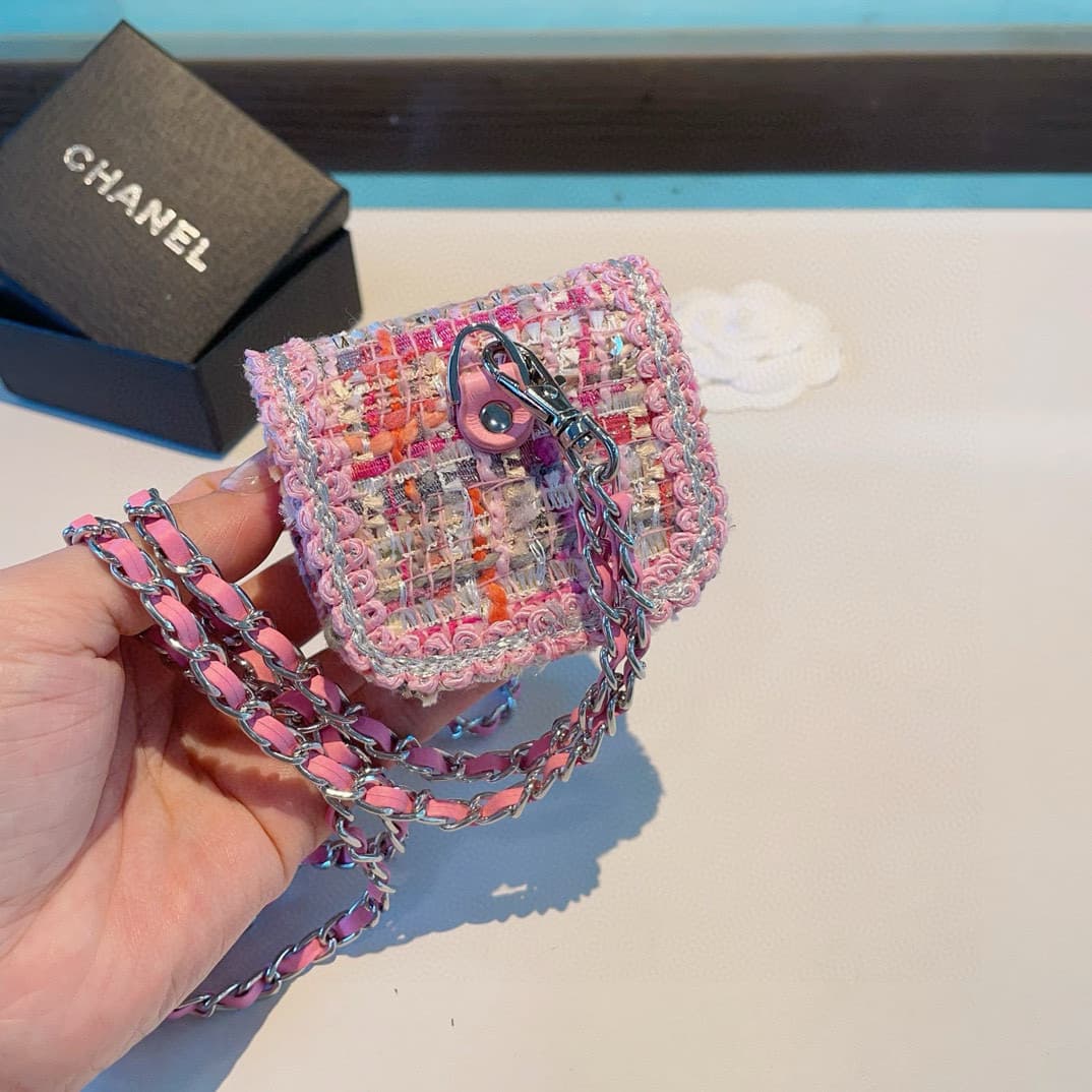 Chanel tweed interwoven chain AirPods cases