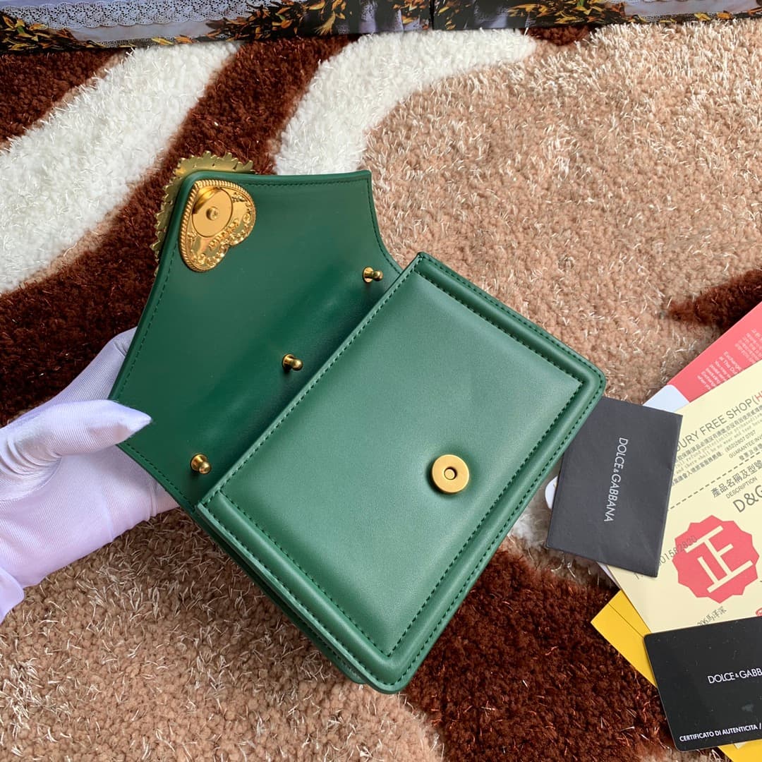 Dolce & Gabbana Small Devotion bag in smooth calfskin in Green High