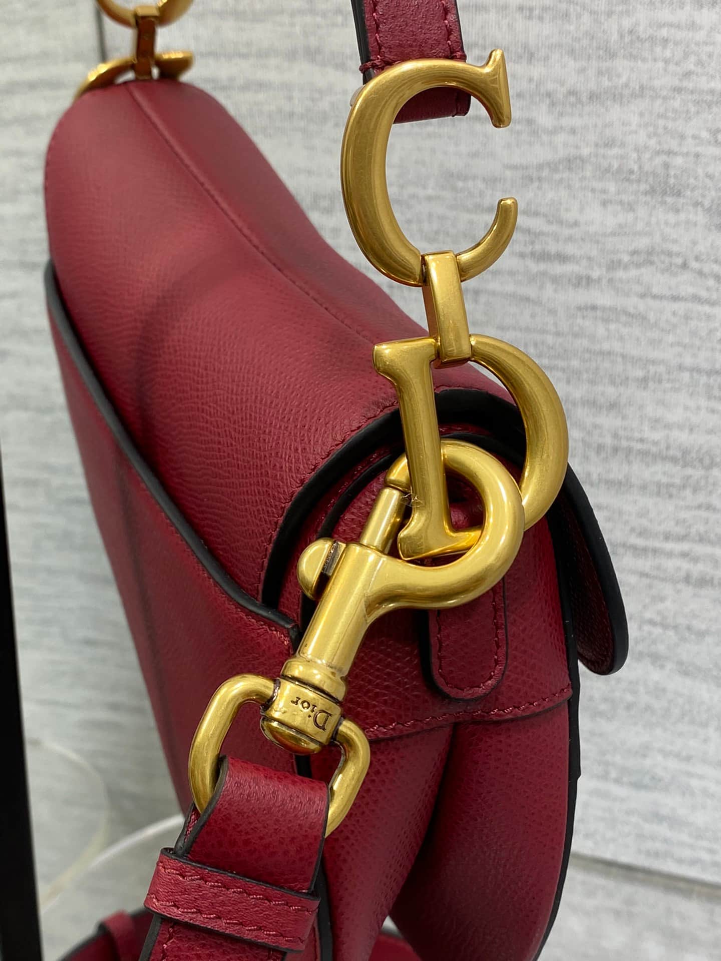 Mini SADDLE BAG Grained Calfskin Wine High