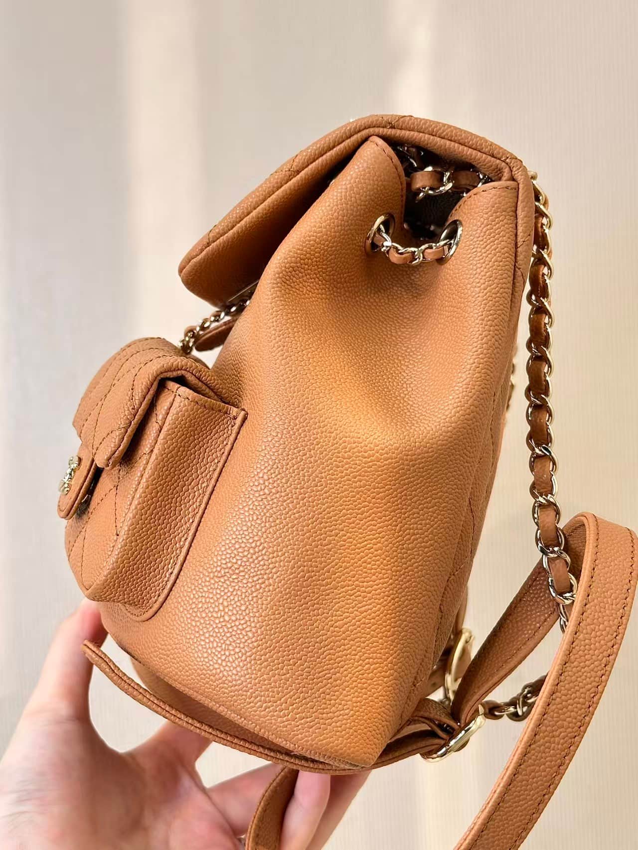 Chanel BACKPACK AS3860 Grained Shiny Calfskin & Gold-Tone Metal Caramel TOP