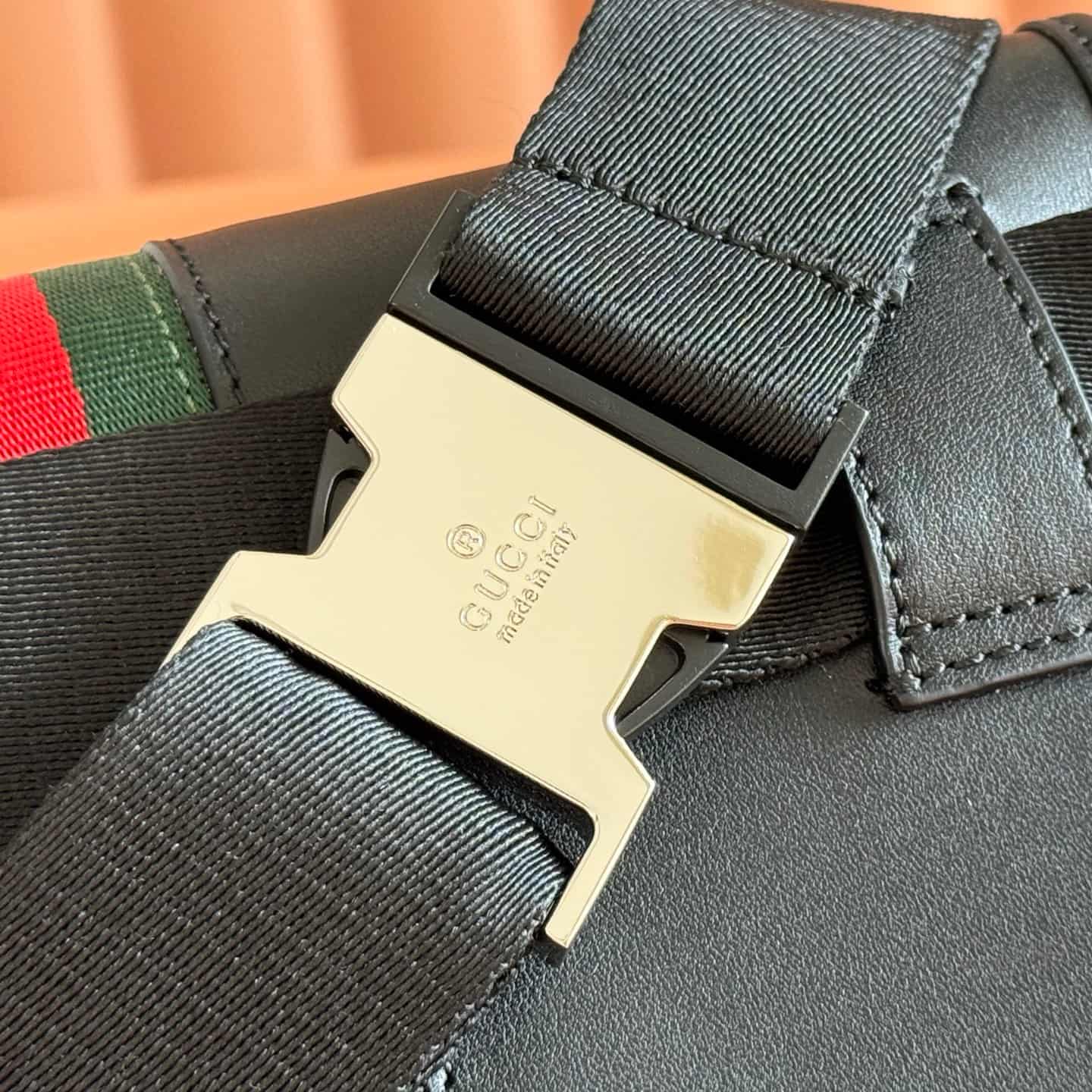 Gucci Web Trademark small belt bag Black soft leather 867032 High