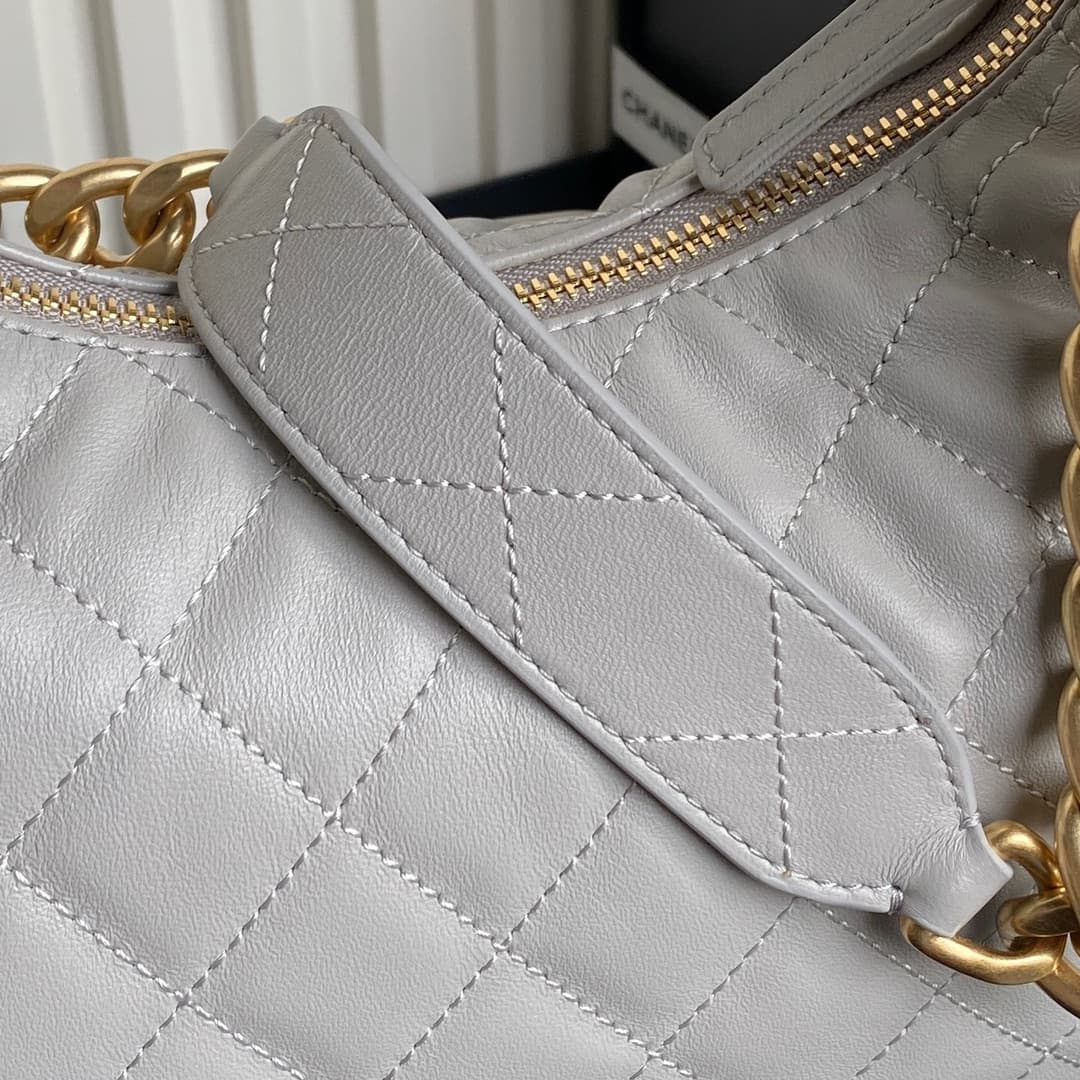 Chanel Trendy Pockets Hobo Bag Lambskin & Gold Metal Grey AS5339 A