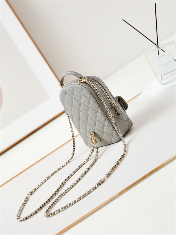 Chanel Mini Backpack Grained Calfskin Gold-Tone Metal AP3753 Grey A