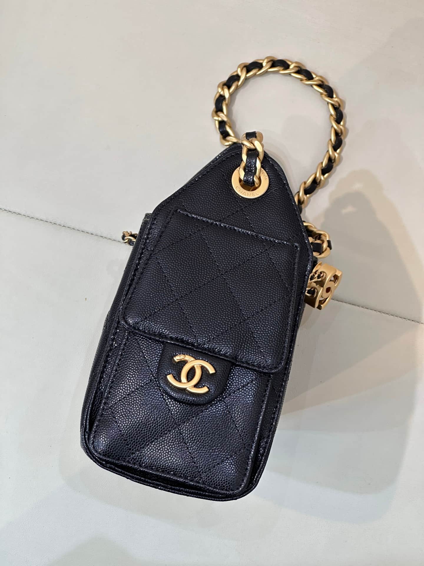 CHANEL 25 Mini Handbag AS5631 Grained Calfskin & Gold-tone Metal Black TOP