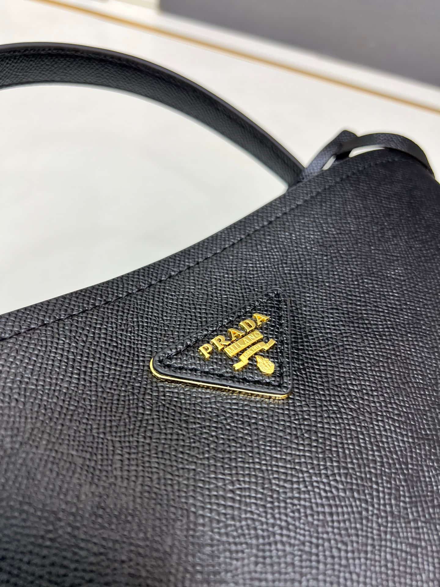 Prada Saffiano Leather Matinée Handbag Black