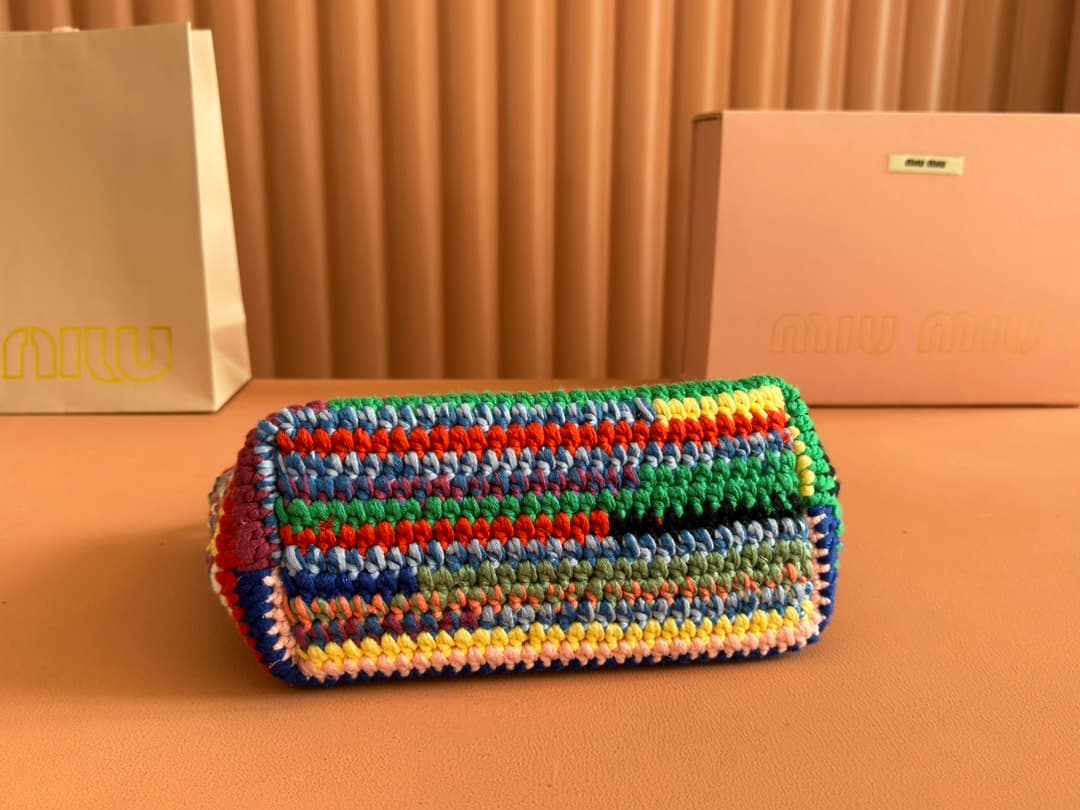 Miu Miu Fabric Crochet Mini Spirit Bag in Naturale Multicolor 5NE841 High