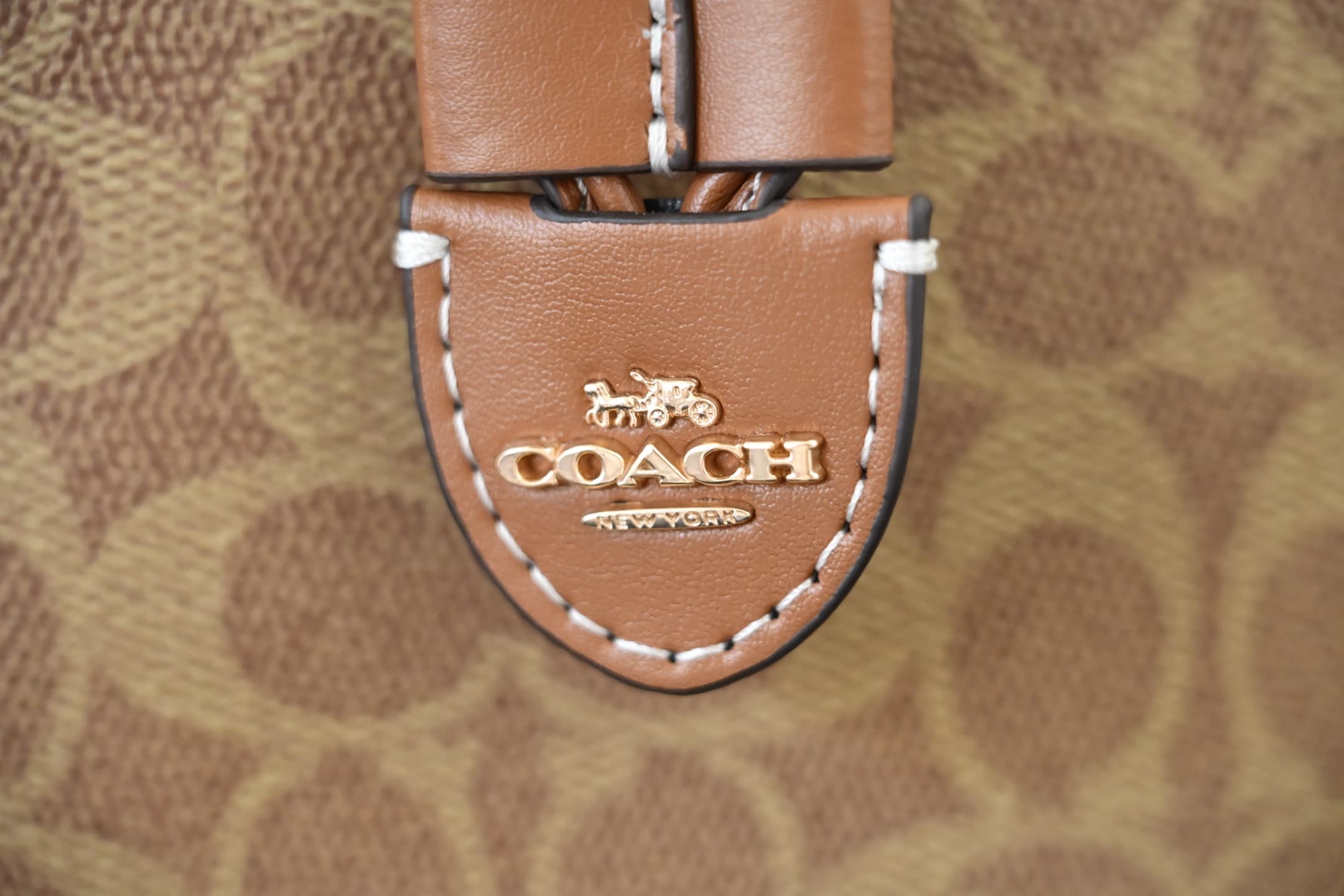 COACH Rowan Bucket Bag In Tan Signature Canvas High