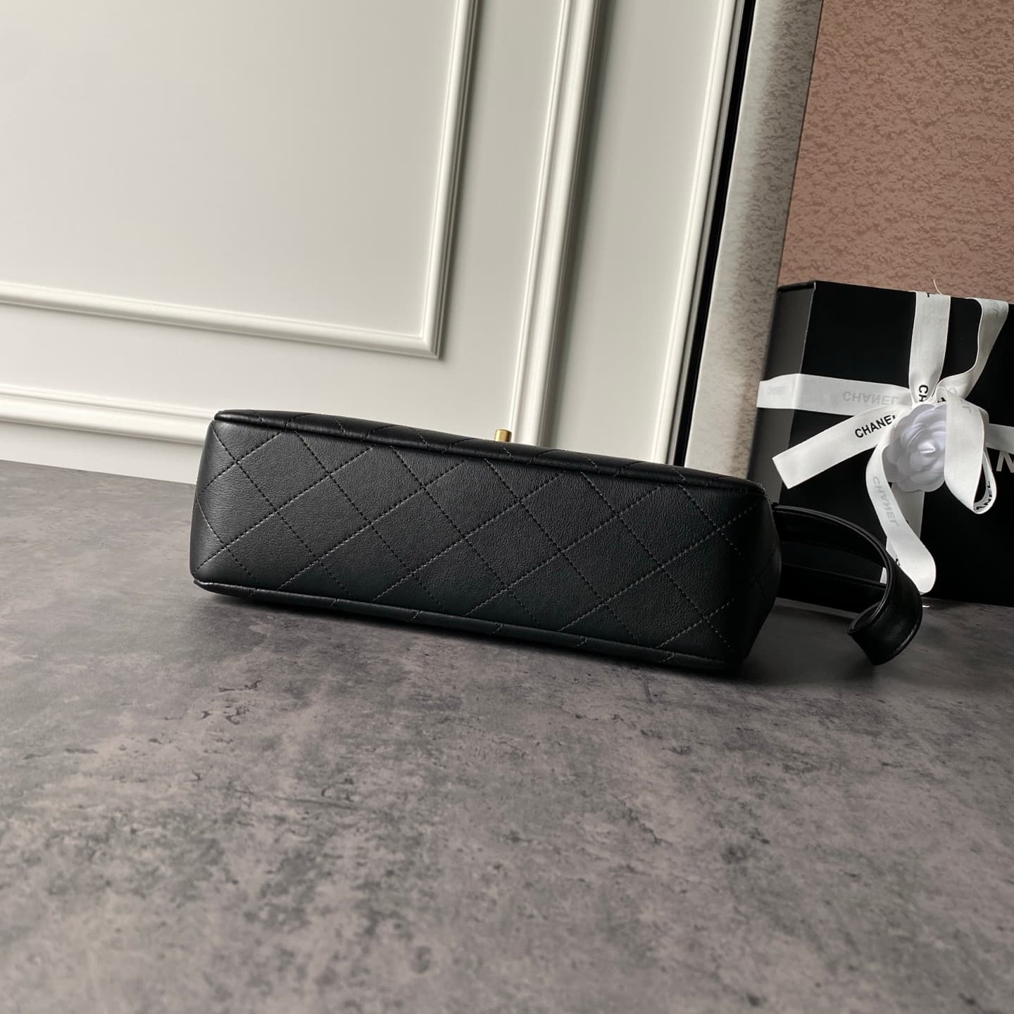 Chanel Flap Bag Calfskin Leather & Gold-Tone Metal Black AS5907 A