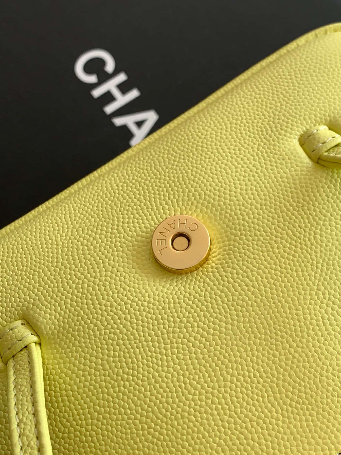 Chanel Clutch with Leather Strap Grained Shiny Calfskin & Gold-Tone Metal Yellow AP5068 A