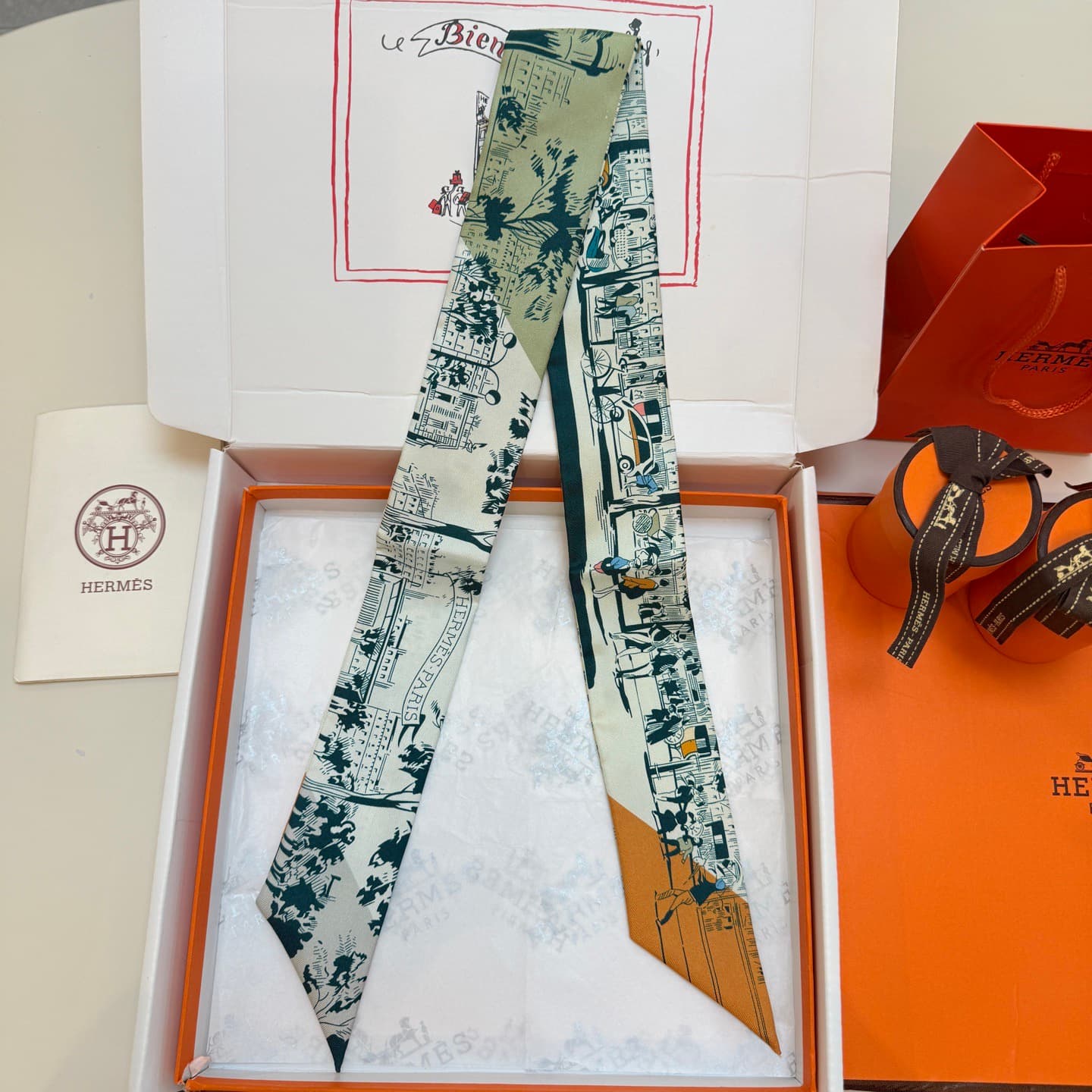 Hermes A l'Ombre des Boulevards Twilly scarf