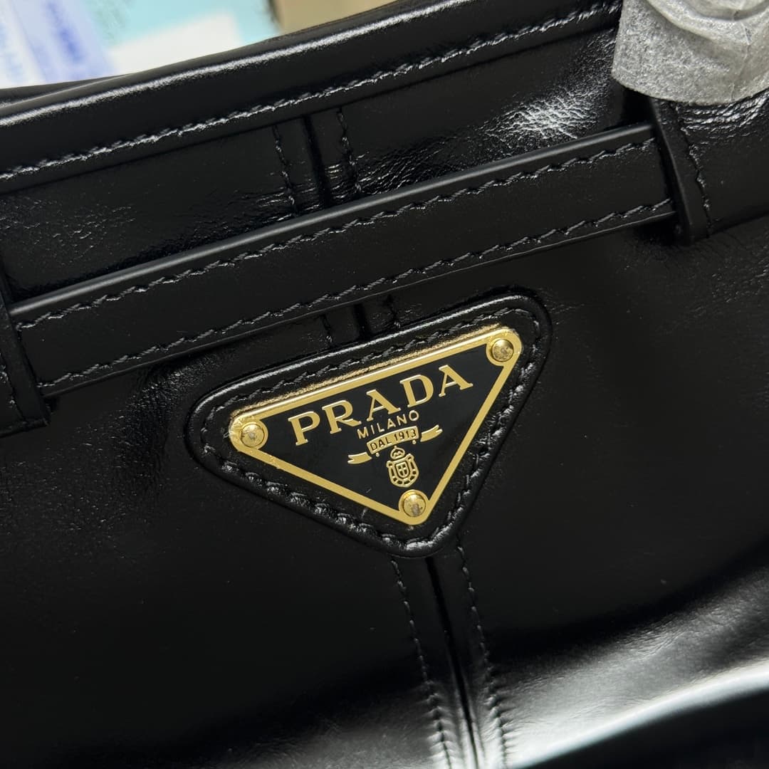 Prada Bonnie leather mini handbag Calfskin leather 1BA486 Black High