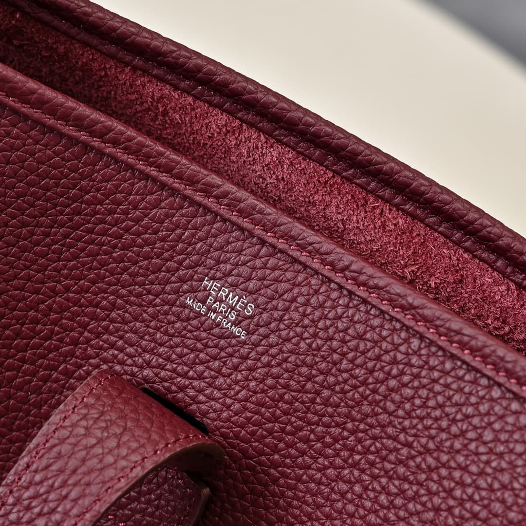 Hermes Evelyne III PM Bag Clemence Leather In Claret High