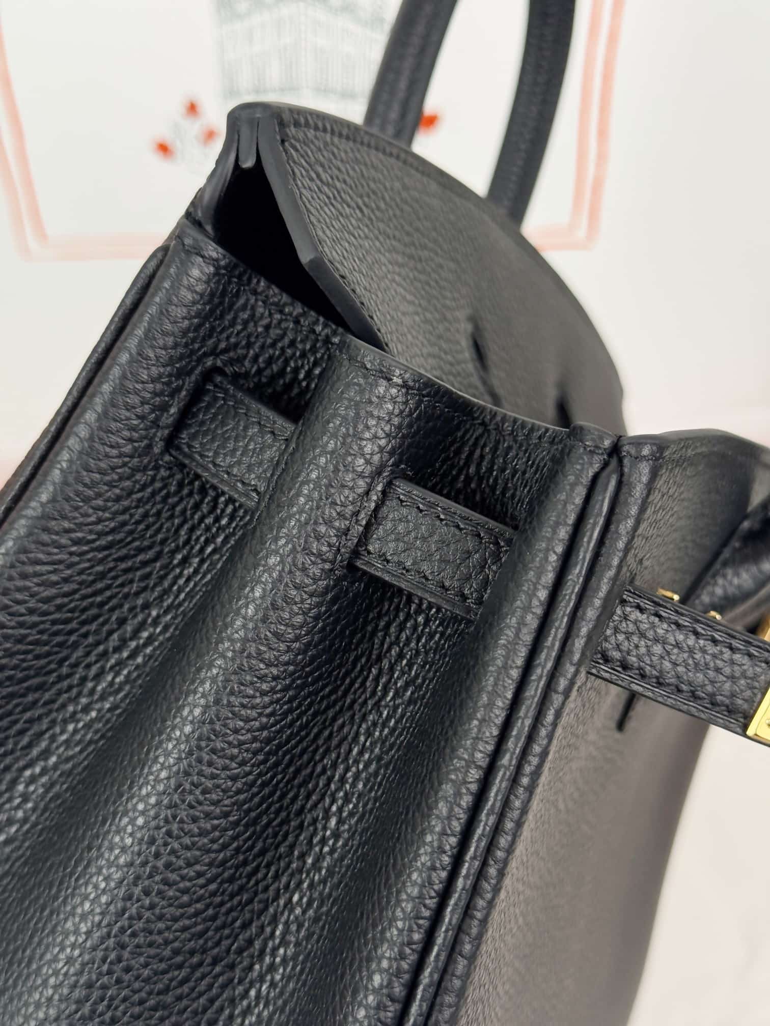 Hermes Birkin 25/30 Bag Togo Calfskin Leather Black High