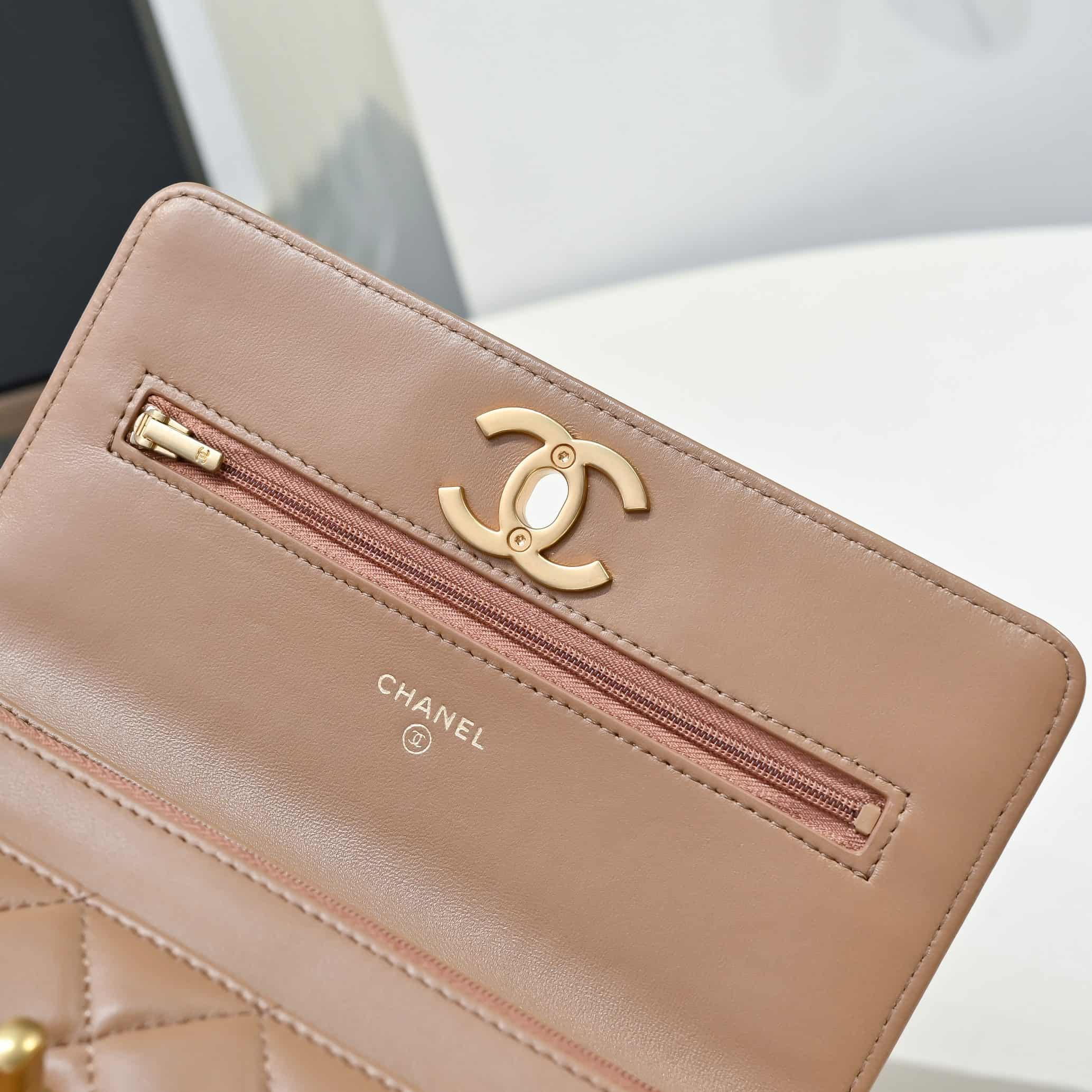 Chanel Wallet on Chain Quilted Leather  & Gold-Tone Metal Caramel AP3938 High