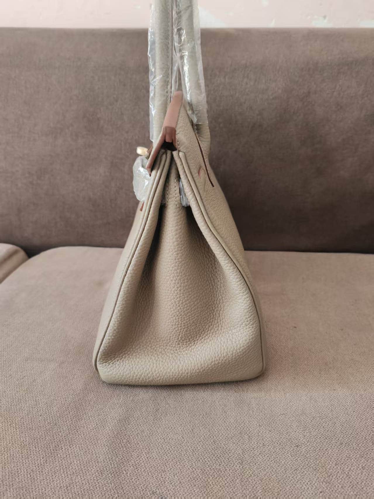 Hermes Birkin 25/30/35cm Bag Calfskin Silver/Gold Metal In Tourterelle High