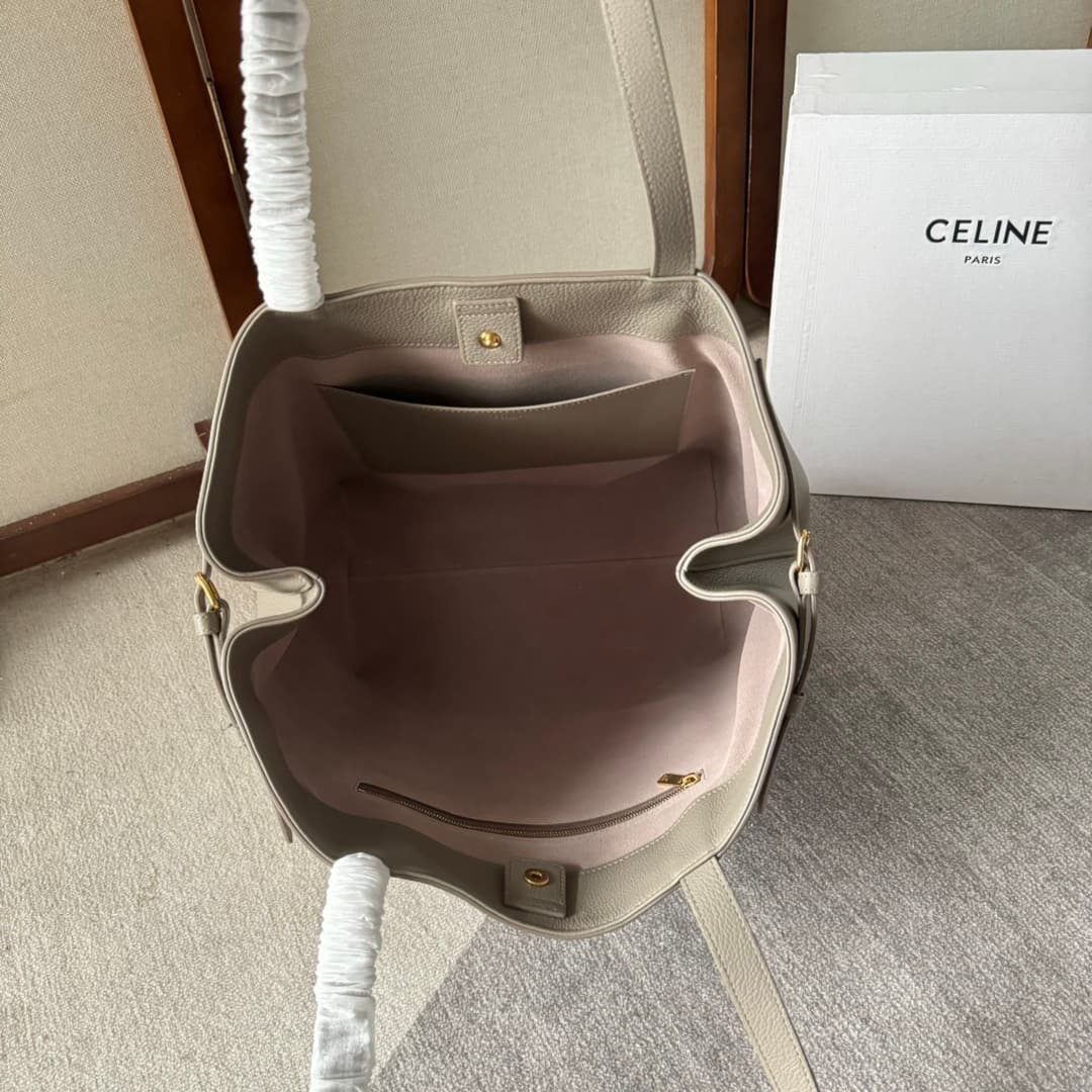 Celine Cabas Anais Tote Bag in Grey Grained Calfskin High
