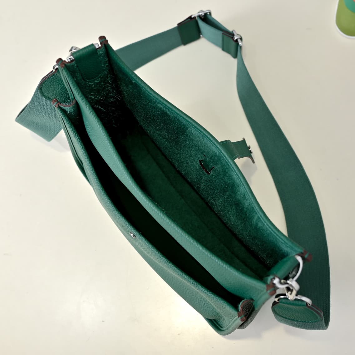 Hermes Evelyne III PM Bag Clemence Leather In Deep Green High