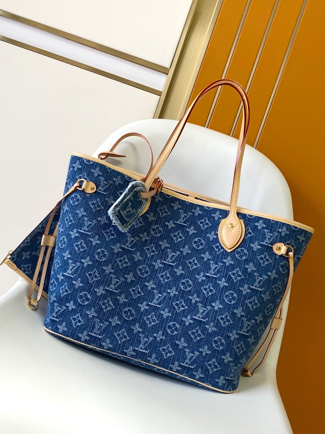 Louis Vuitton Neverfull MM Denim Blue M13192 High