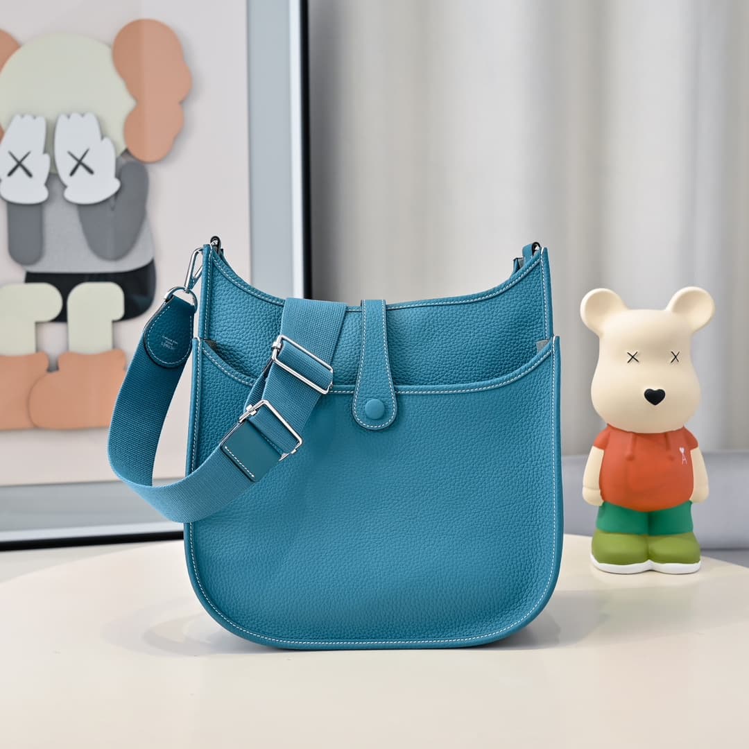Hermes Evelyne III PM Bag Clemence Leather In Blue High