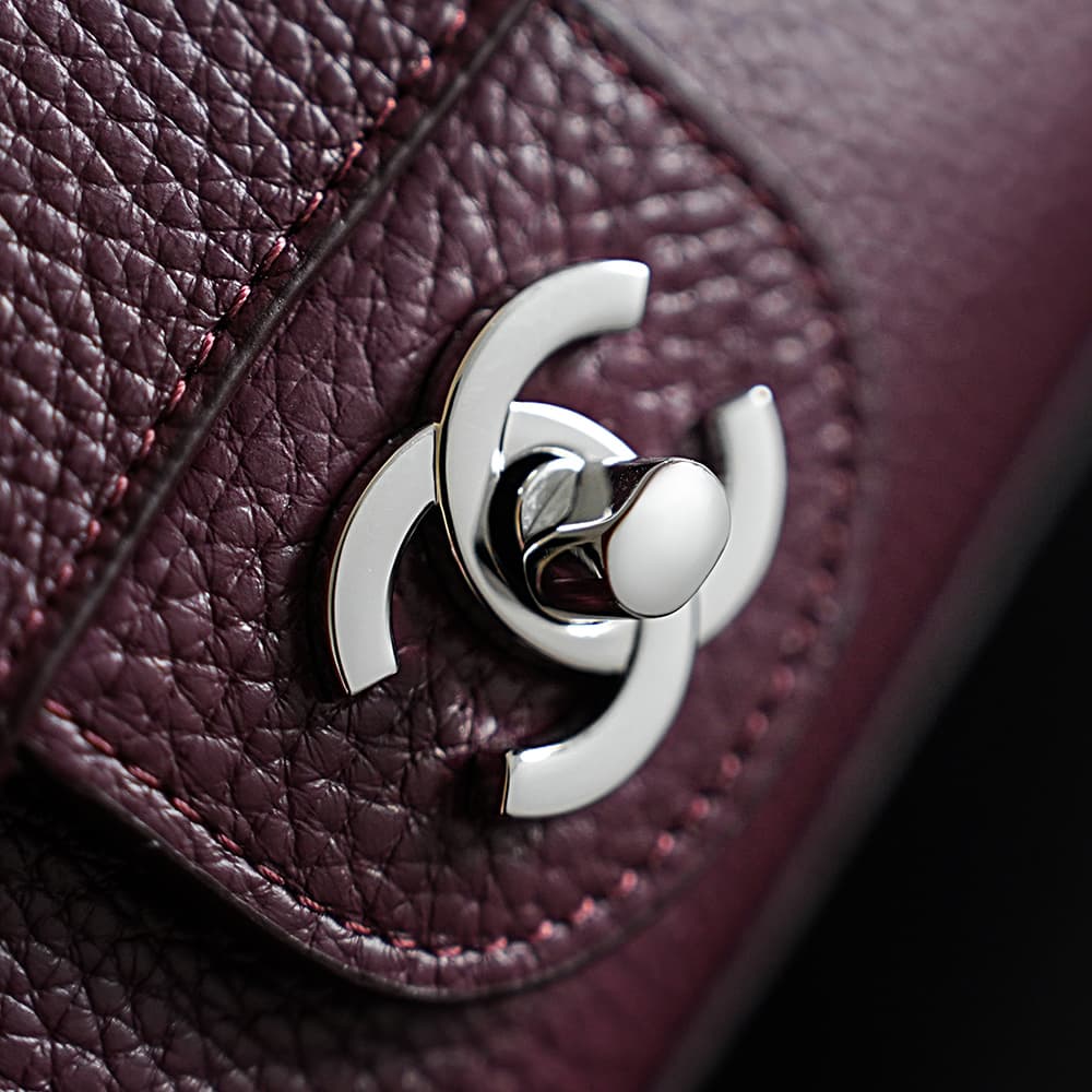CHANEL Mini flap bag Grained Calfskin&Silver-tone metal Claret AS6573 A