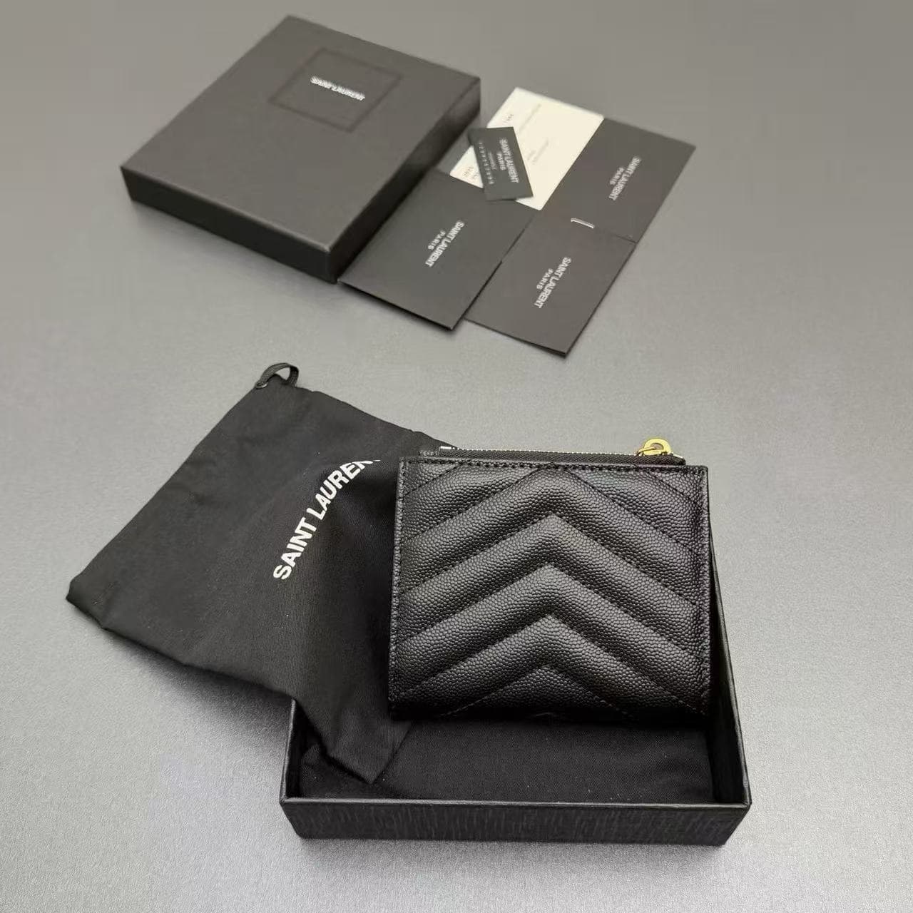 MONOGRAM ZIPPED CARD CASE IN GRAIN DE POUDRE EMBOSSED LEATHER High