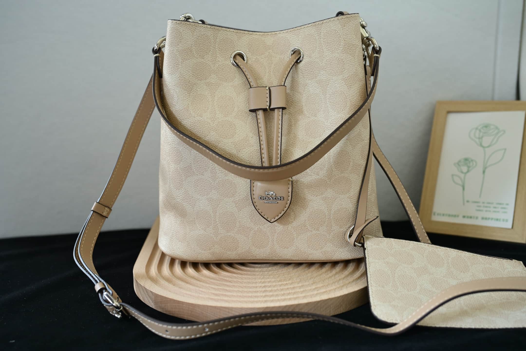 COACH Rowan Bucket Bag In Beige Signature Canvas High