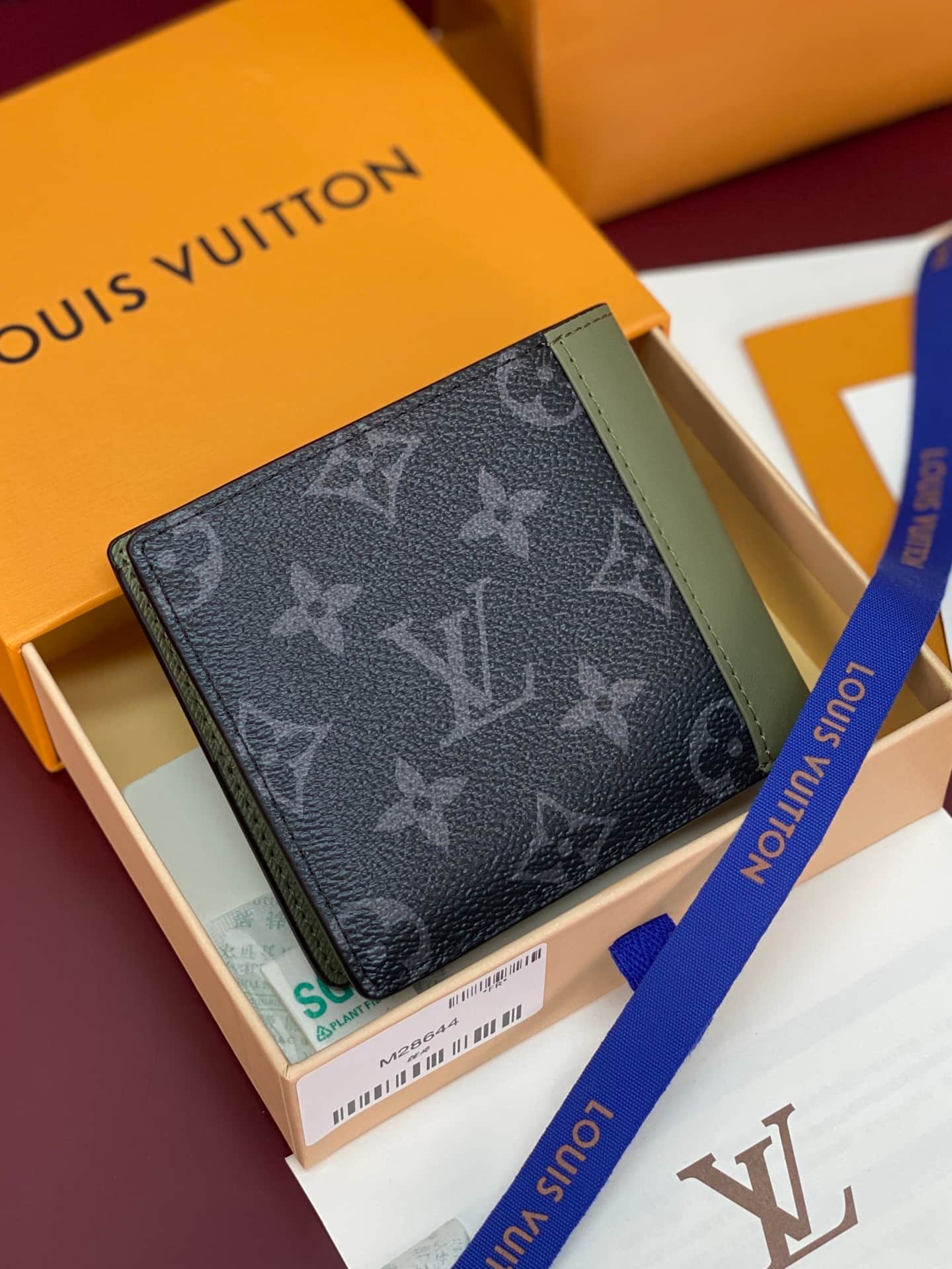 Louis Vuitton Slender Wallet Khaki Green Monogram Eclipse coated canvas M28644 High