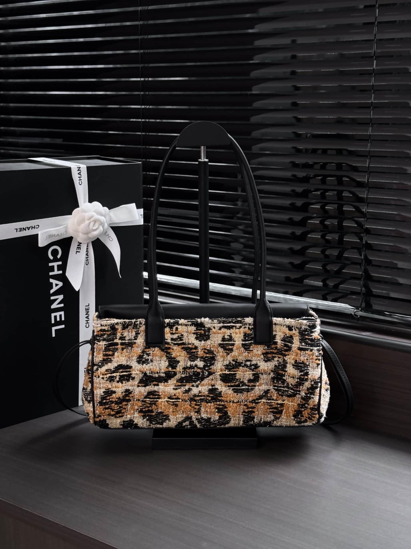 Chanel Shopping Bag Tweed Calfskin & Gold-Tone Metal AS6288 A