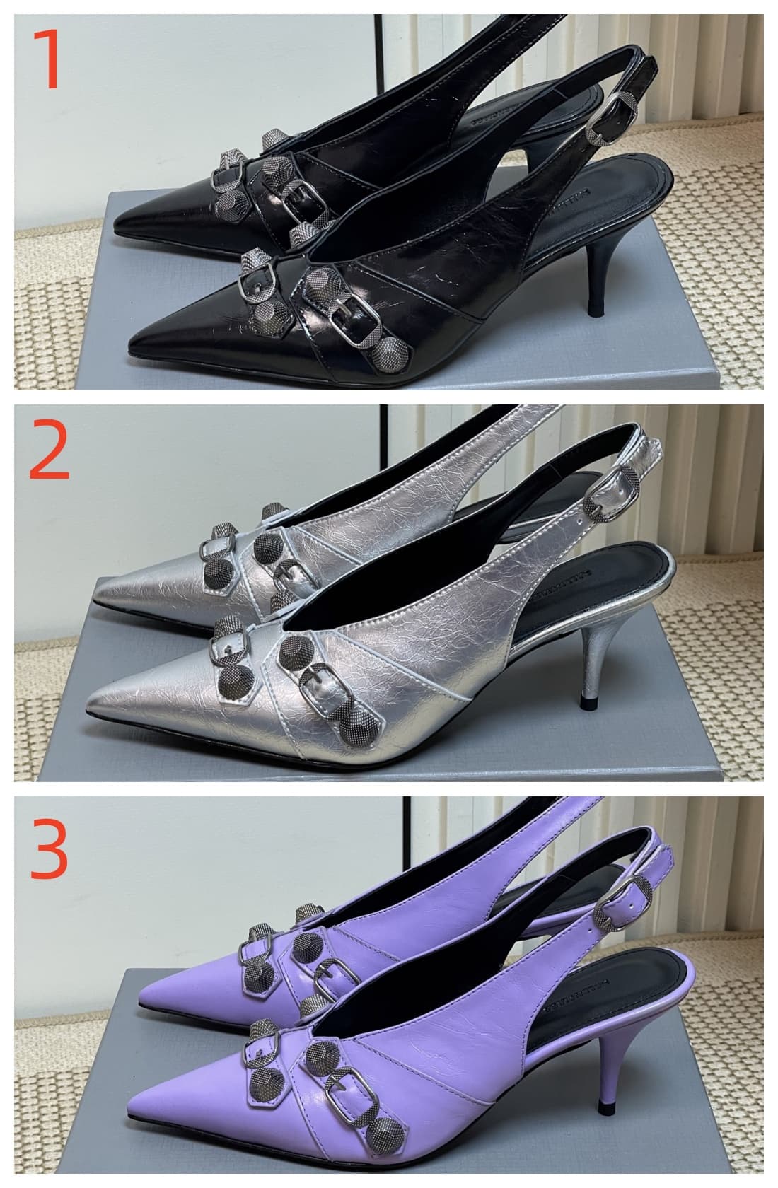 Balenciaga Leather Studded Accents Slingback Pump Shoes Women