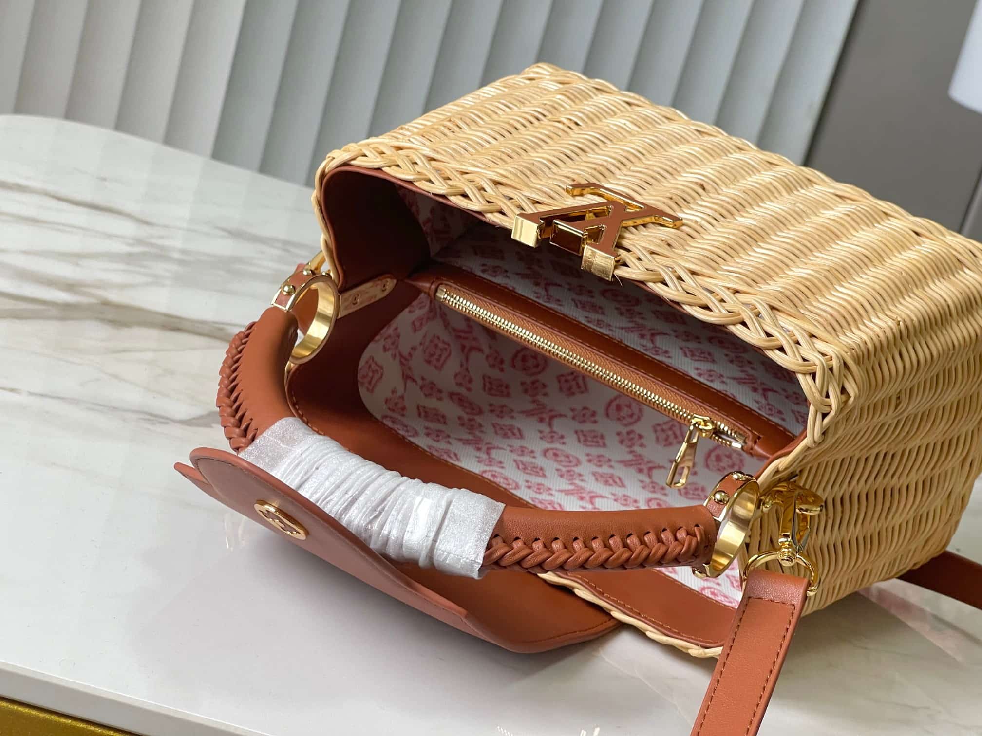 Louis Vuitton Capucines BB Rattan and cowhide leather M26025 Tan Top