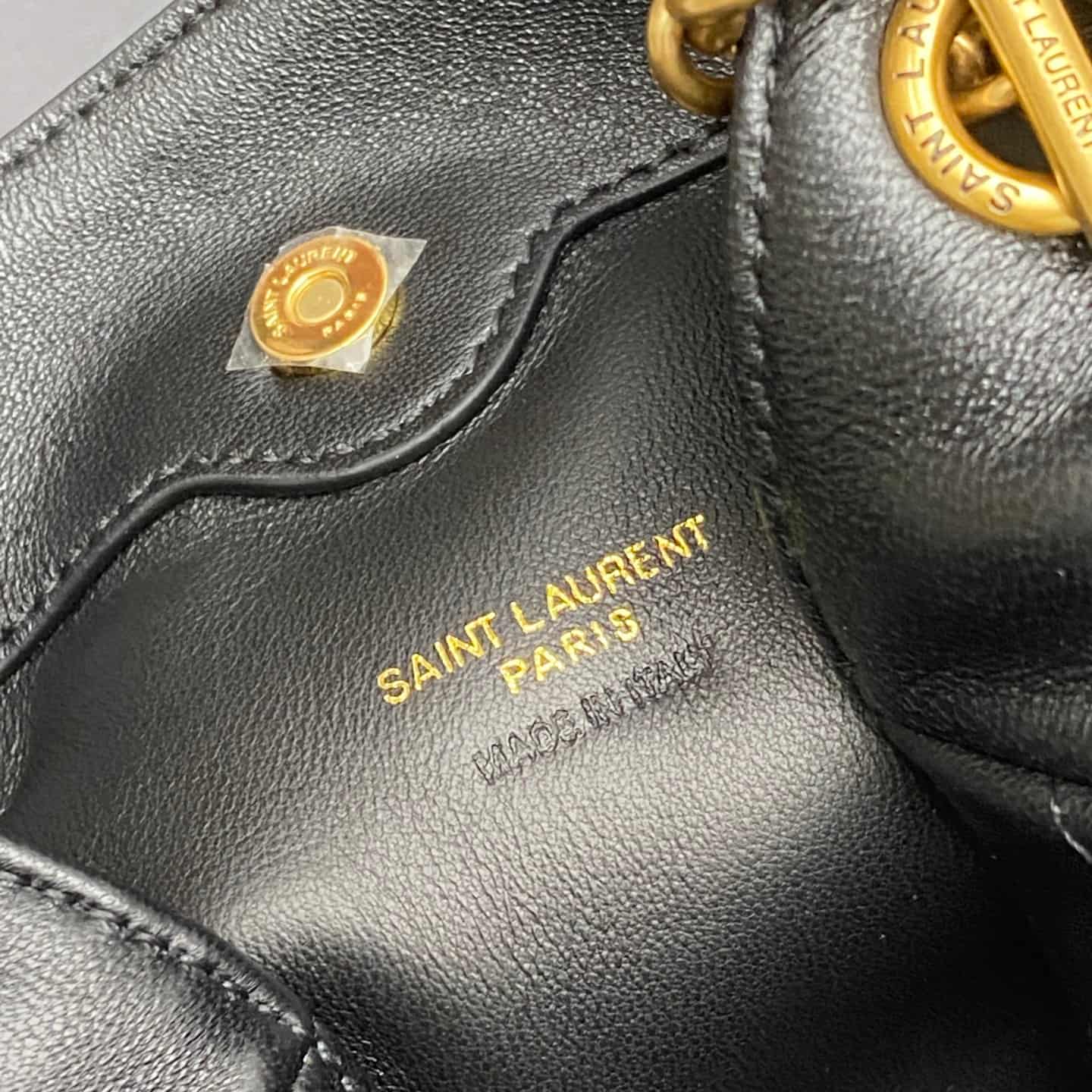 Saint Laurent Jamie Mini Leather Bucket Bag Black Lambskin 859174 High