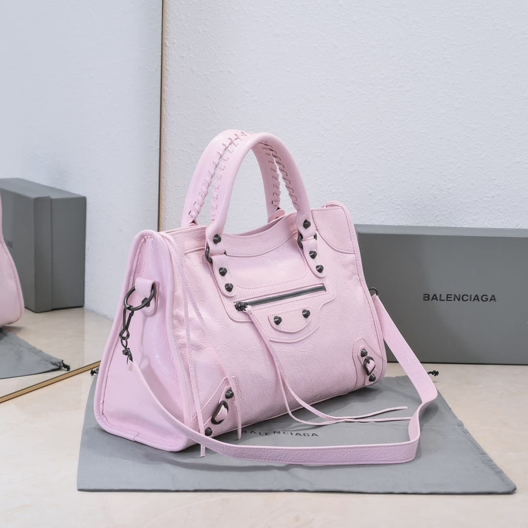 WOMEN'S LE CITY Medium Bag Black Metal Light Pink High