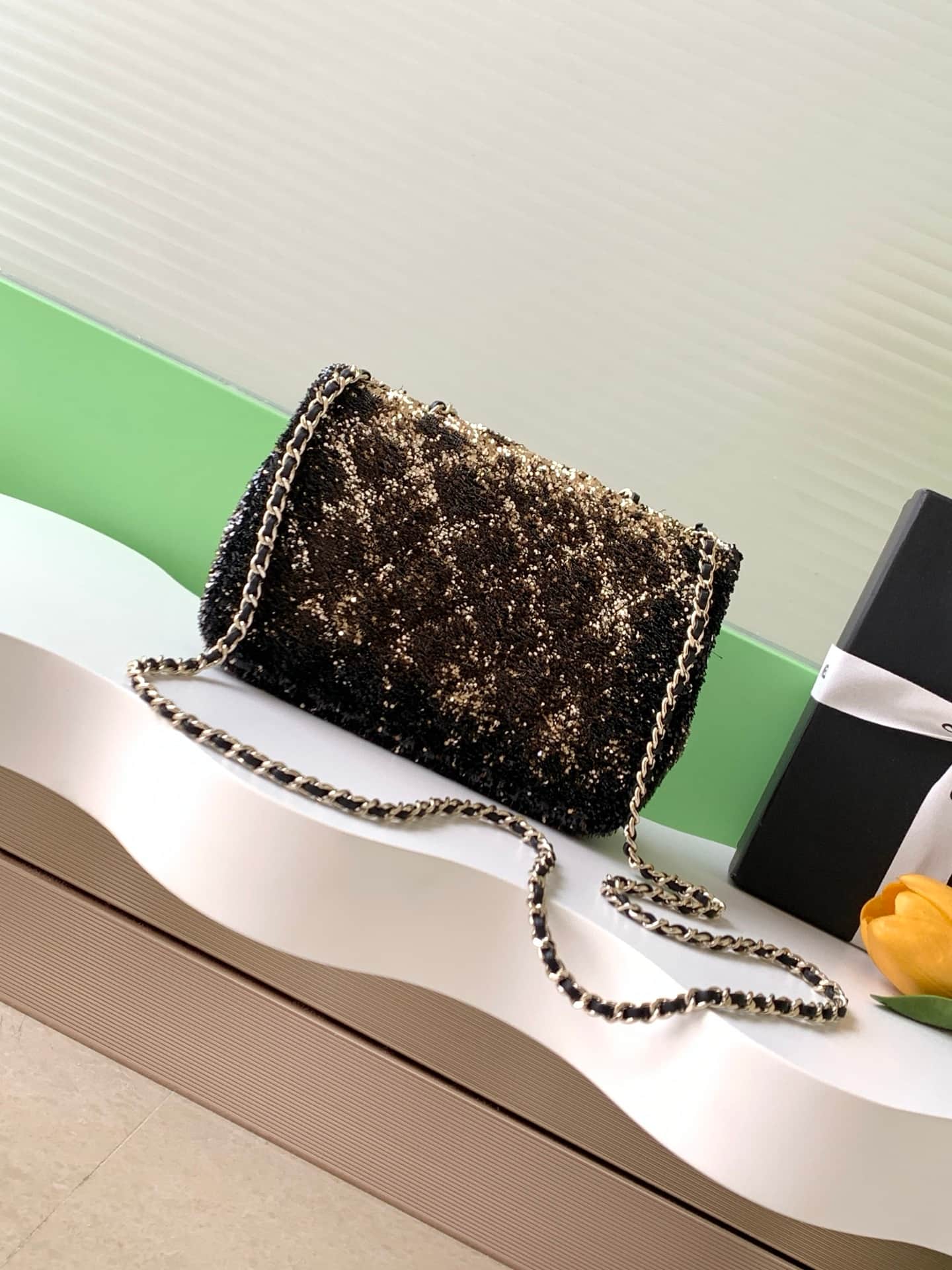 Chanel Flap Bag Sequins & Gold-Tone Metal AS4561  A
