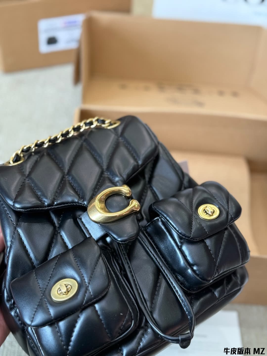 Coach Tabby Backpack With Pillow Quilting Nappa leather Black
