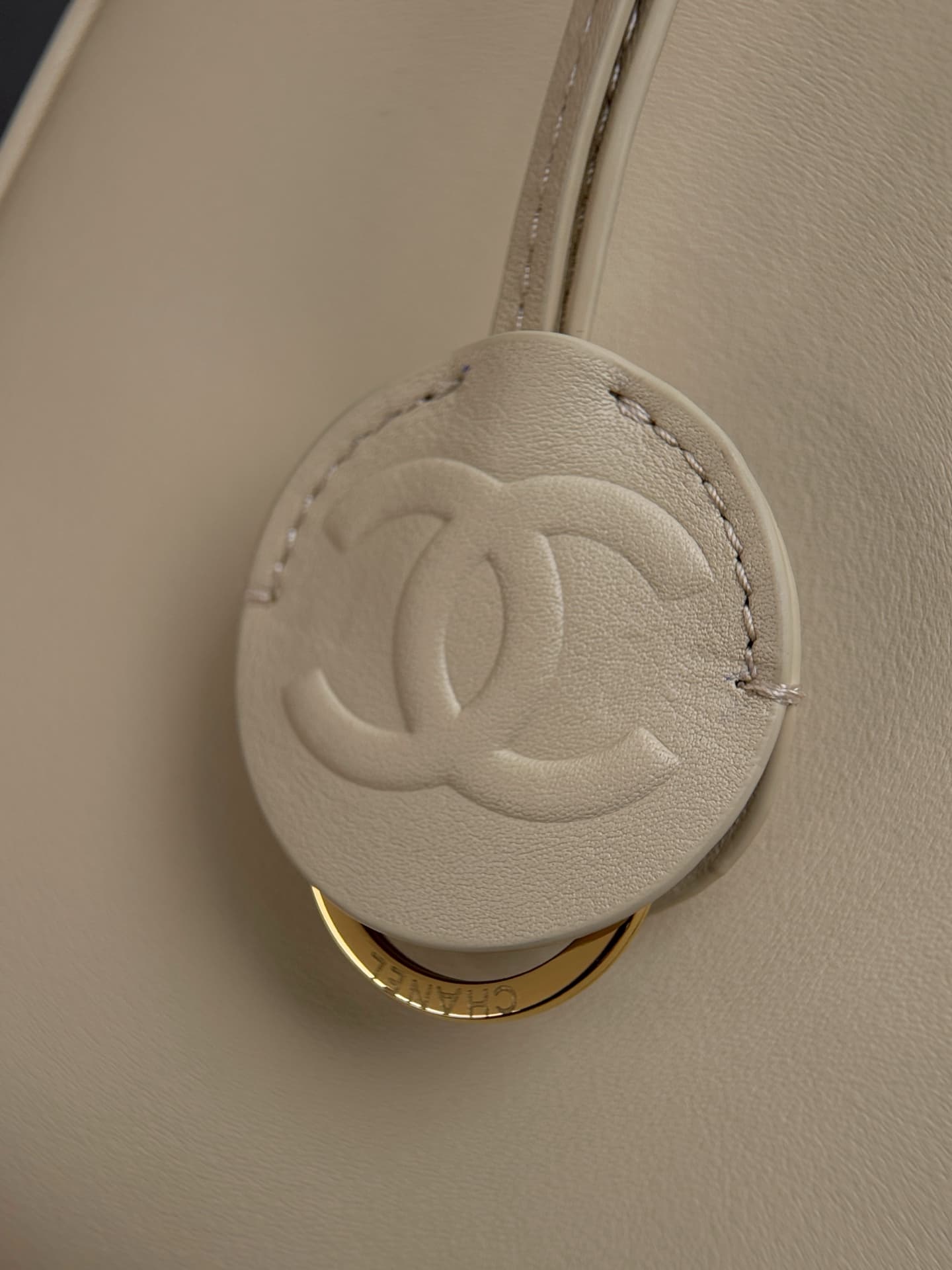 Chanel Large Bowling Bag Calfskin & Gold-Tone Metal Beige AS6580 High
